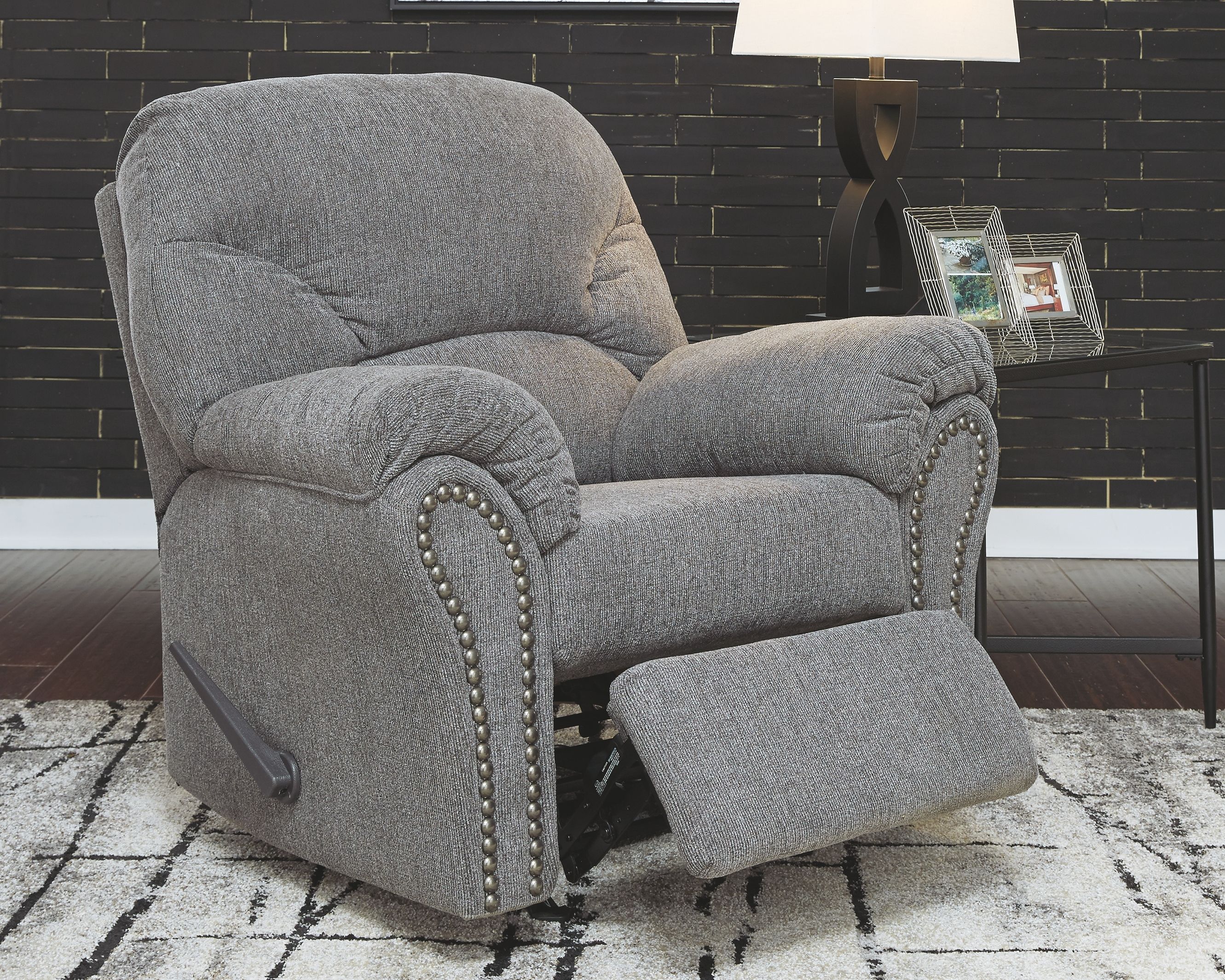 Ashley Furniture Allmaxx - 3 Pc. - Sofa, Loveseat, Rocker Recliner - Pewter - Image 2