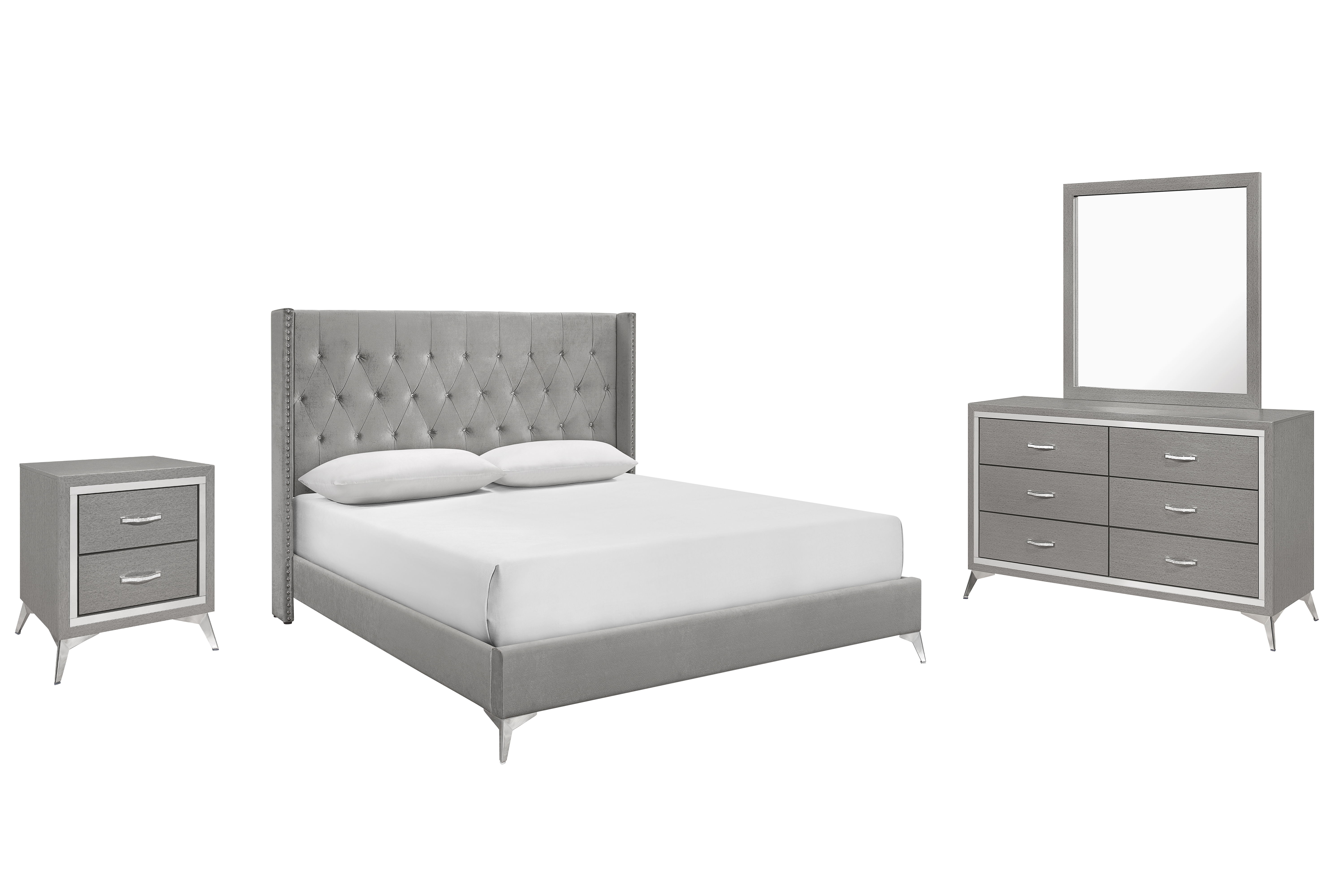Eastern King · 4 Pc · Bed & Dresser & Mirror & Nightstand