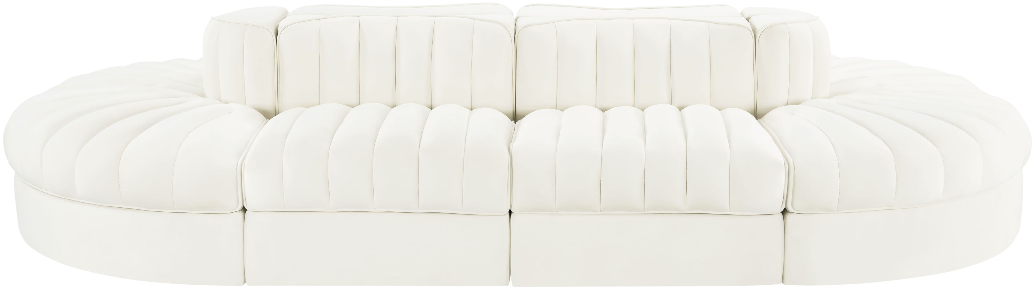 Rummi - Oval Velvet Performance Fabric Upholstered 8 Piece Modular Sectional - Cream