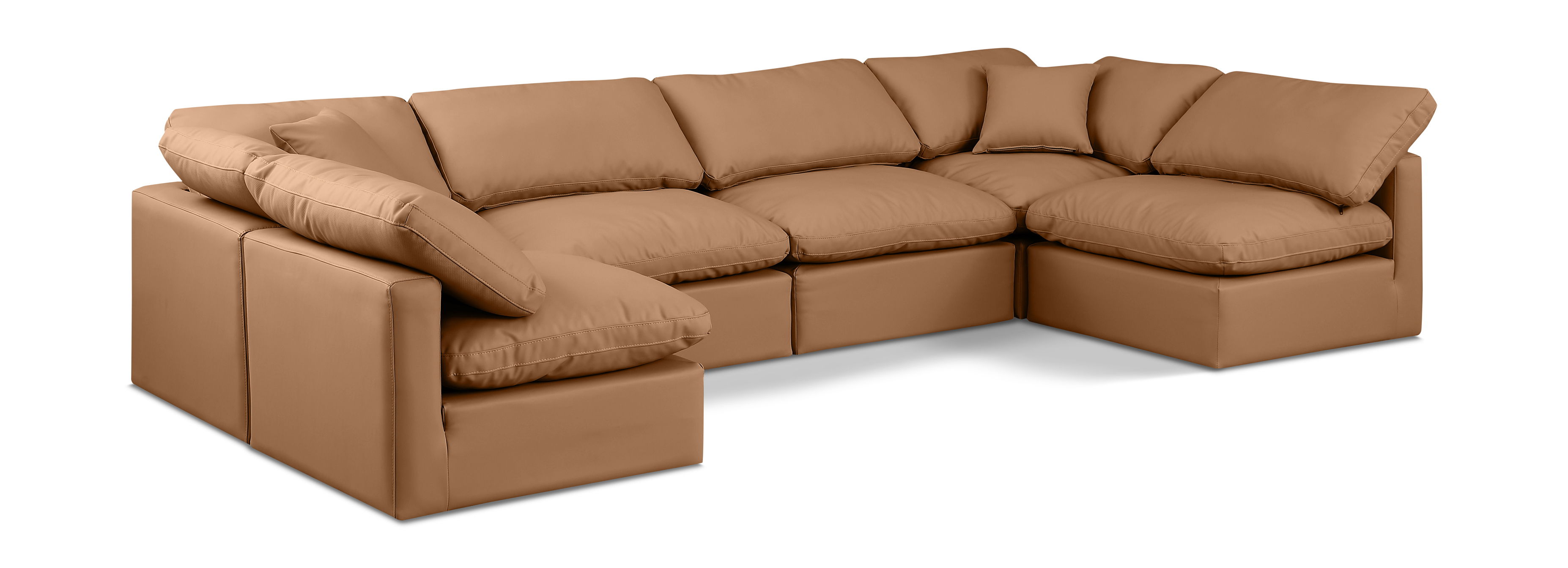 Indulge - Faux Leather 6 Piece Modular U-Shaped Sectional - Cognac