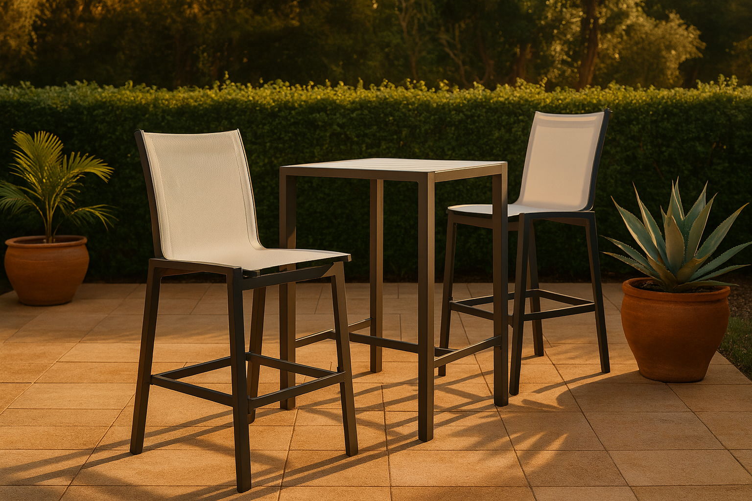 Nizuc - Outdoor Patio Bar Stool With Gray Base (Set of 2) - White