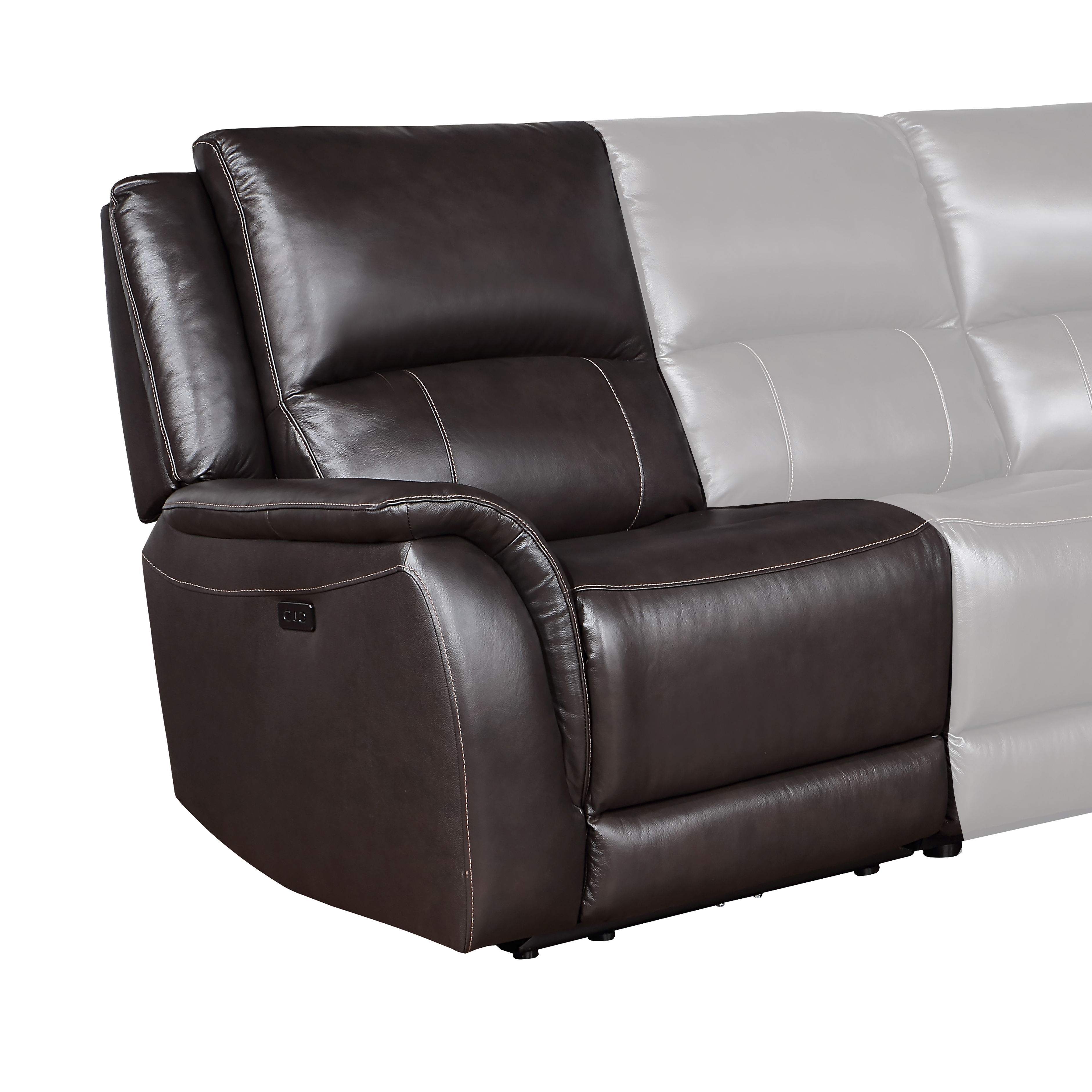 Alexandria - Leather Power Left-Arm-Facing Recliner With USB Port - Charcoal