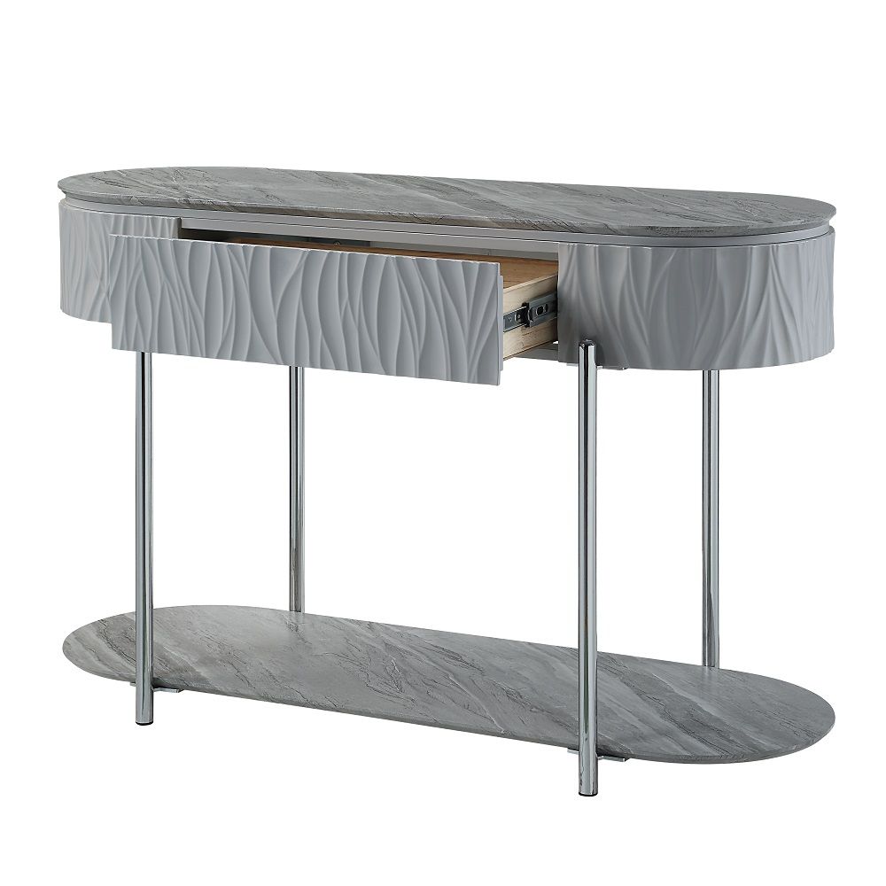 Yukino - Sofa Table - Gray High Gloss & Chrome, gray, view 2