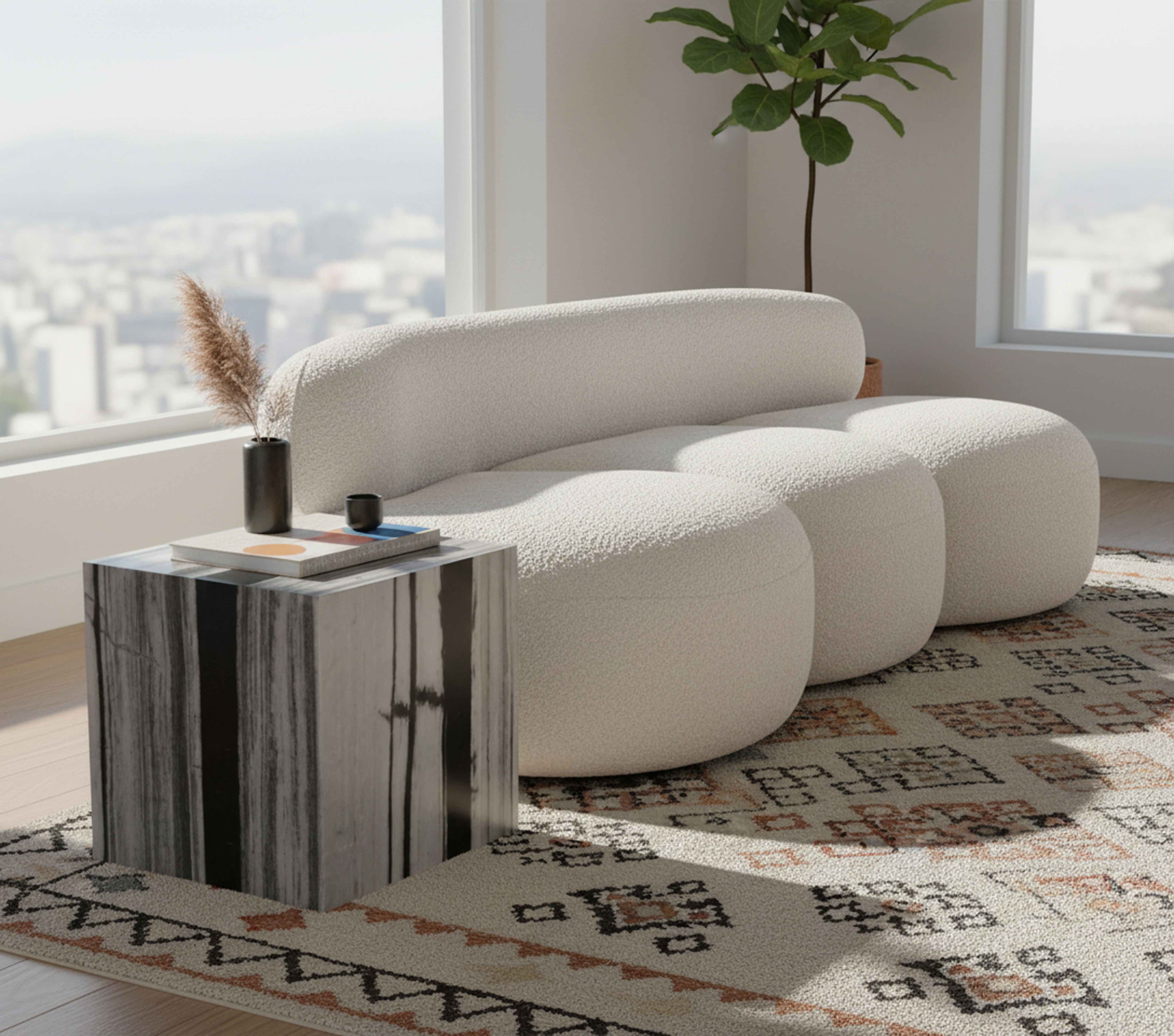 Bolzano - Marble End Table - Black / Gray
