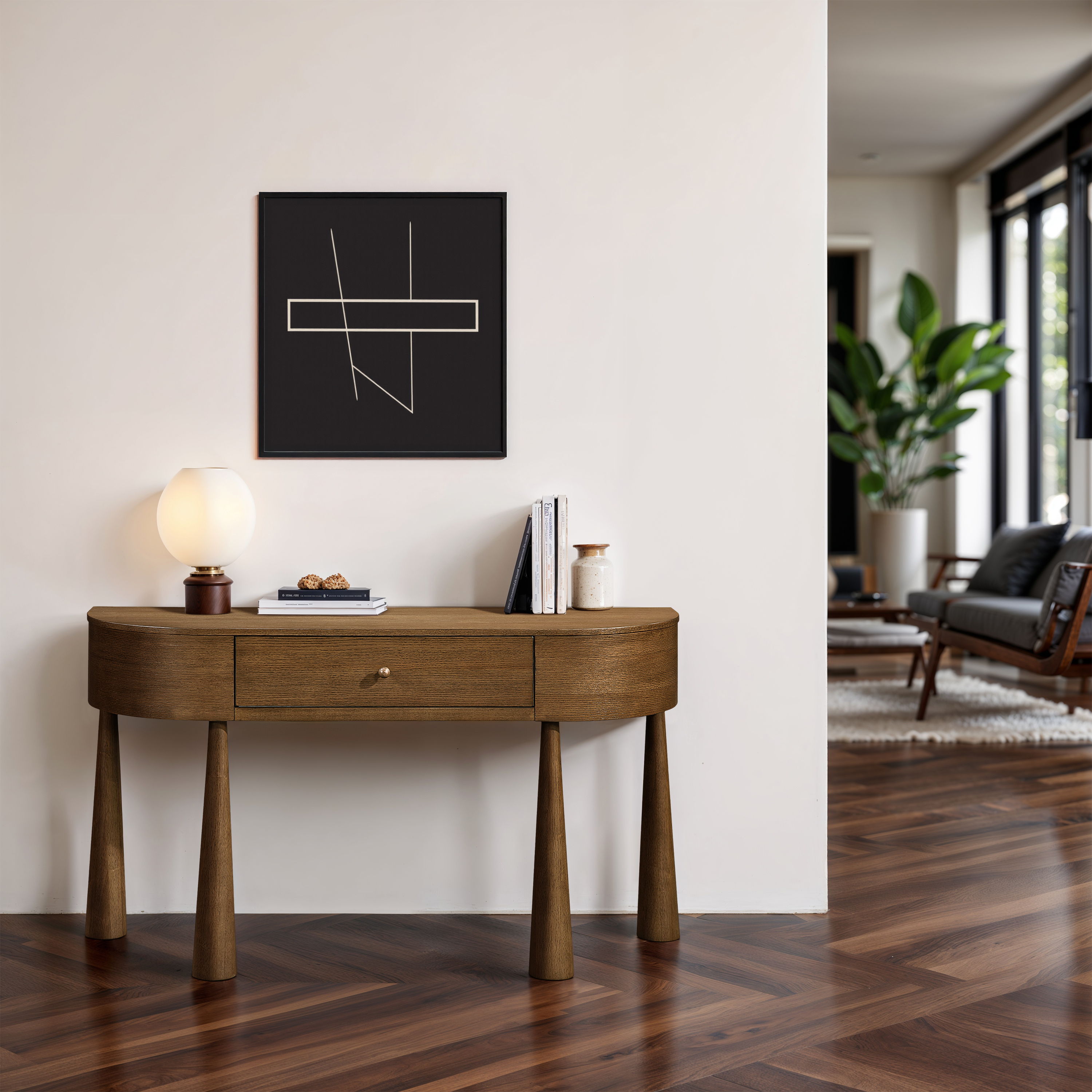 Oasis - Acacia Veneer And Solid Wood Console Table - Brown