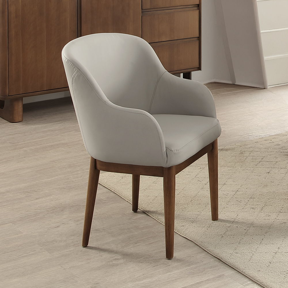 Harvey - Side Chair (Set of 2) - Synthetic Leather & Walnut, gray