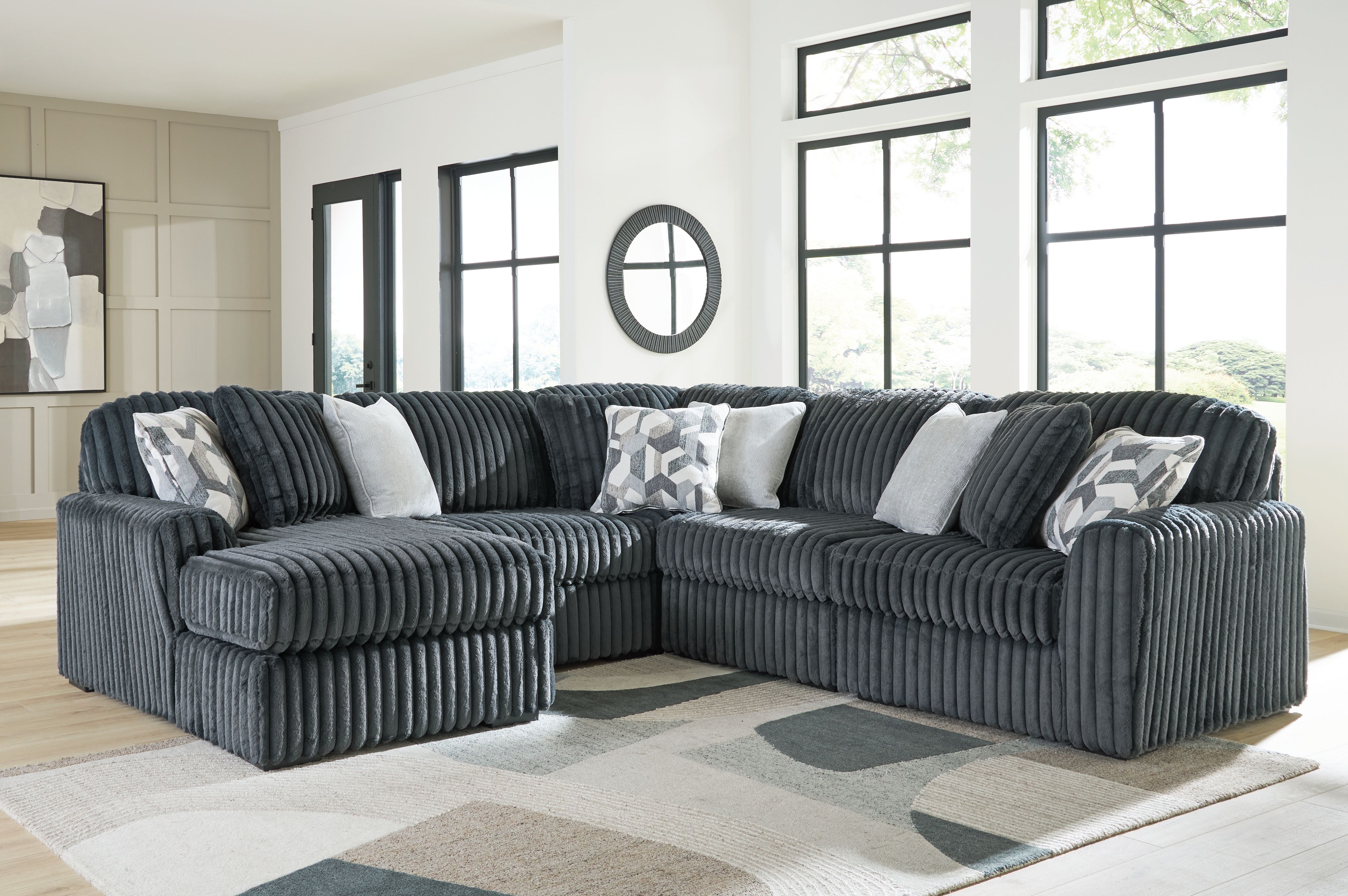 Ashley Furniture Midnight-Madness - 5-Piece Sectional With LAF Corner Chaise - Gunmetal - Image 3
