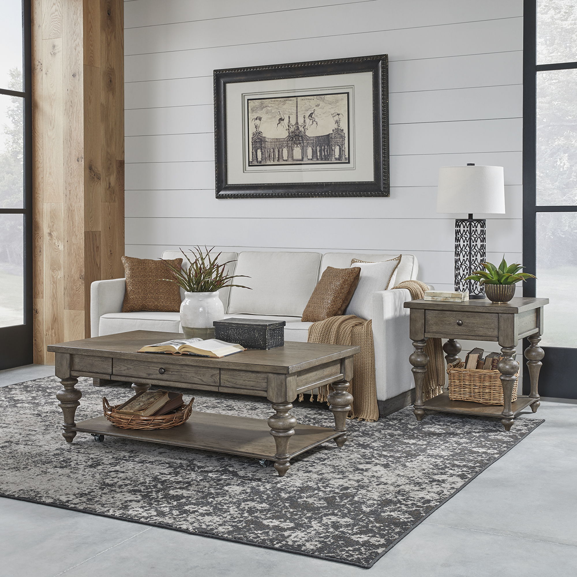 Liberty Furniture Americana Farmhouse - 3 Piece Set (1 Cocktail 2 End Tables) - Light Brown