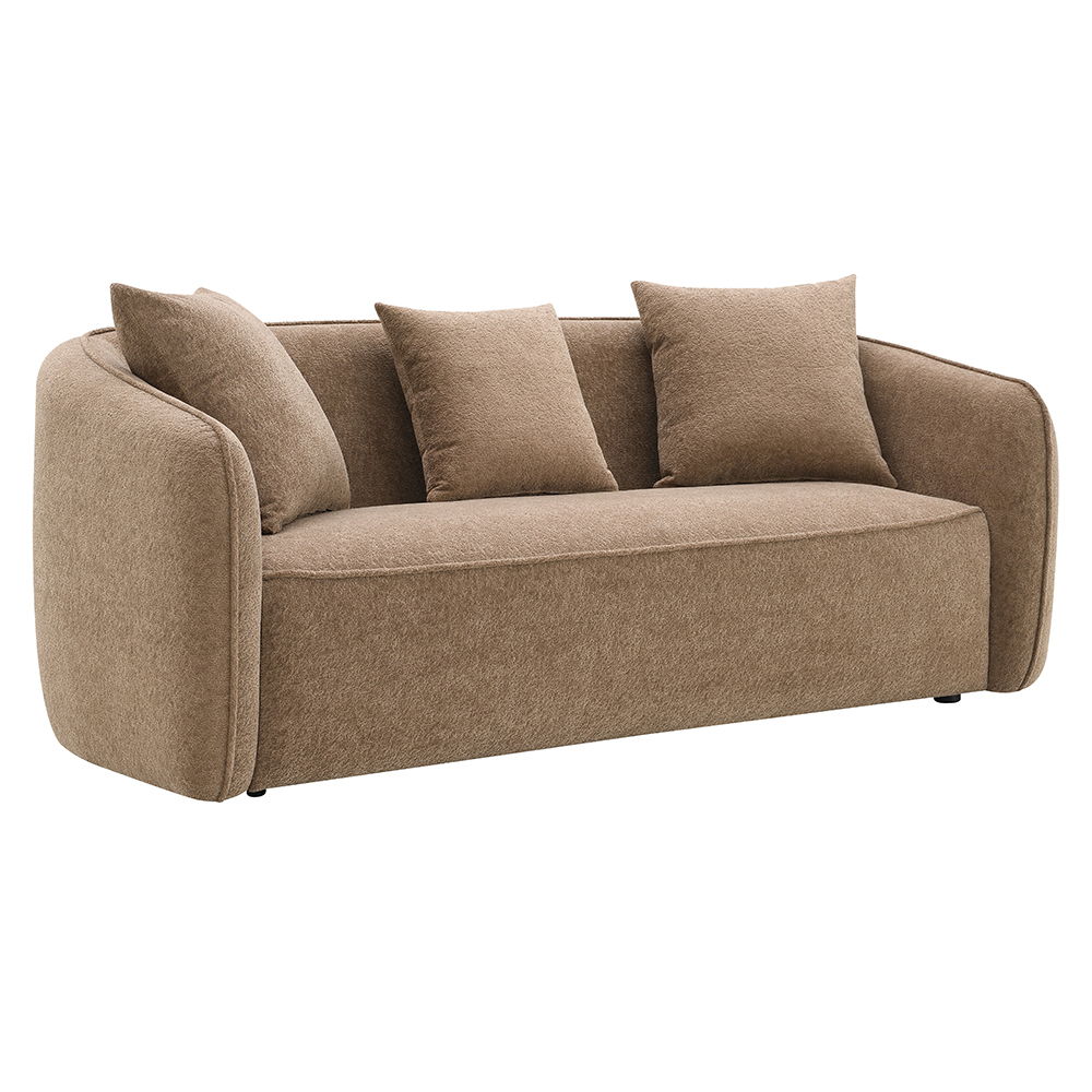Keith - Sofa With 3 Pillows - Brown Chenille, light brown