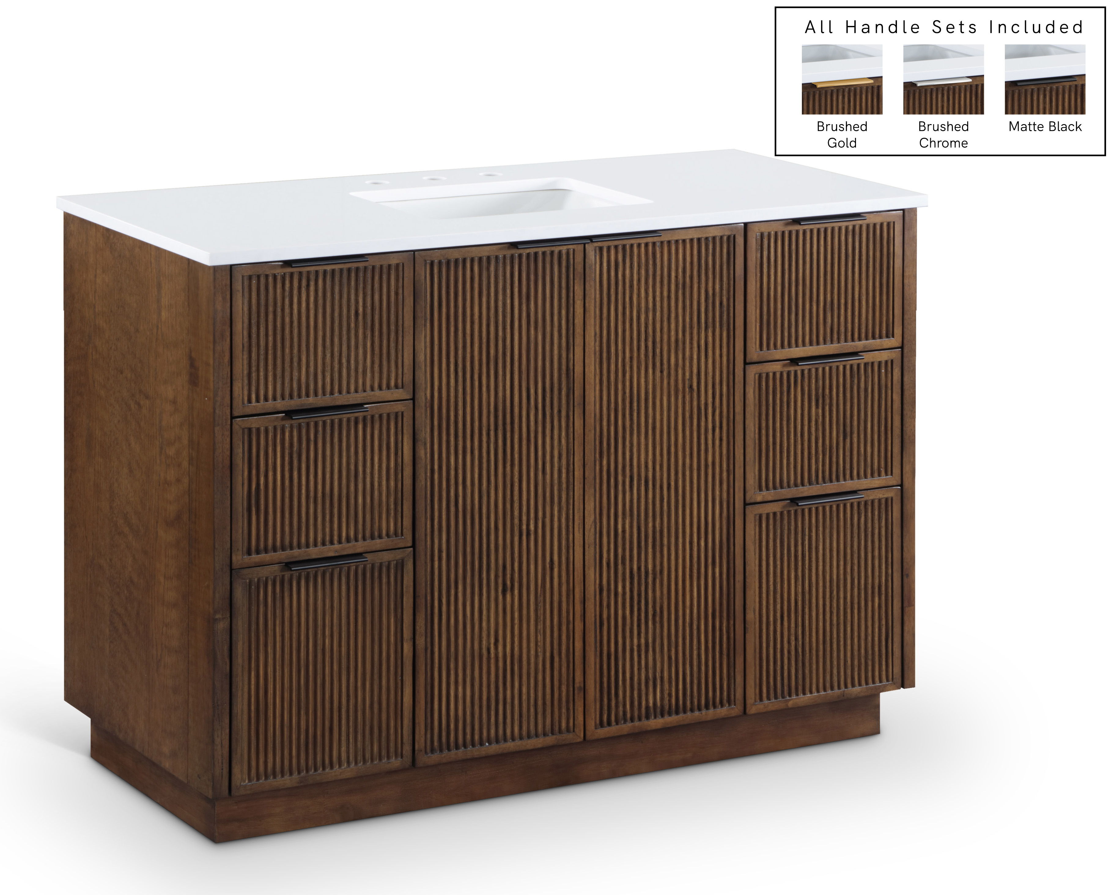 Willard - Engineered Stone And Solid Wood 48" Bathroom Vanity - Brown
