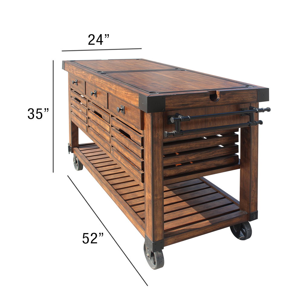 Kaif - Kitchen Cart - Distressed Chestnut, dark brown, view 8