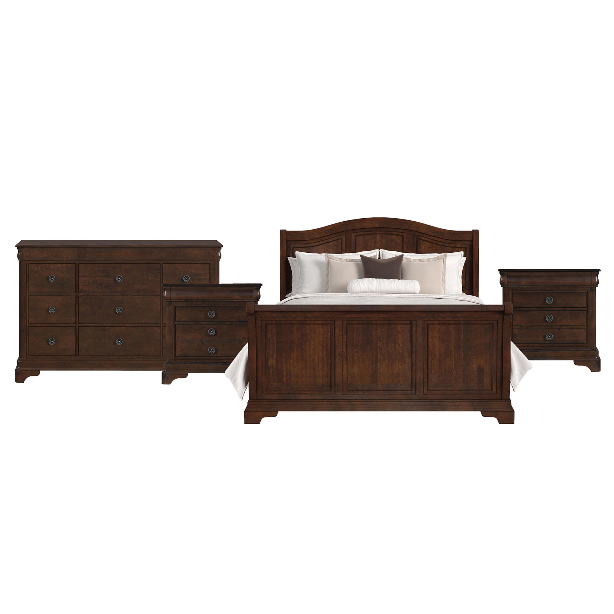 Queen · 4 Pc · Bedroom Set With 2 Nightstands