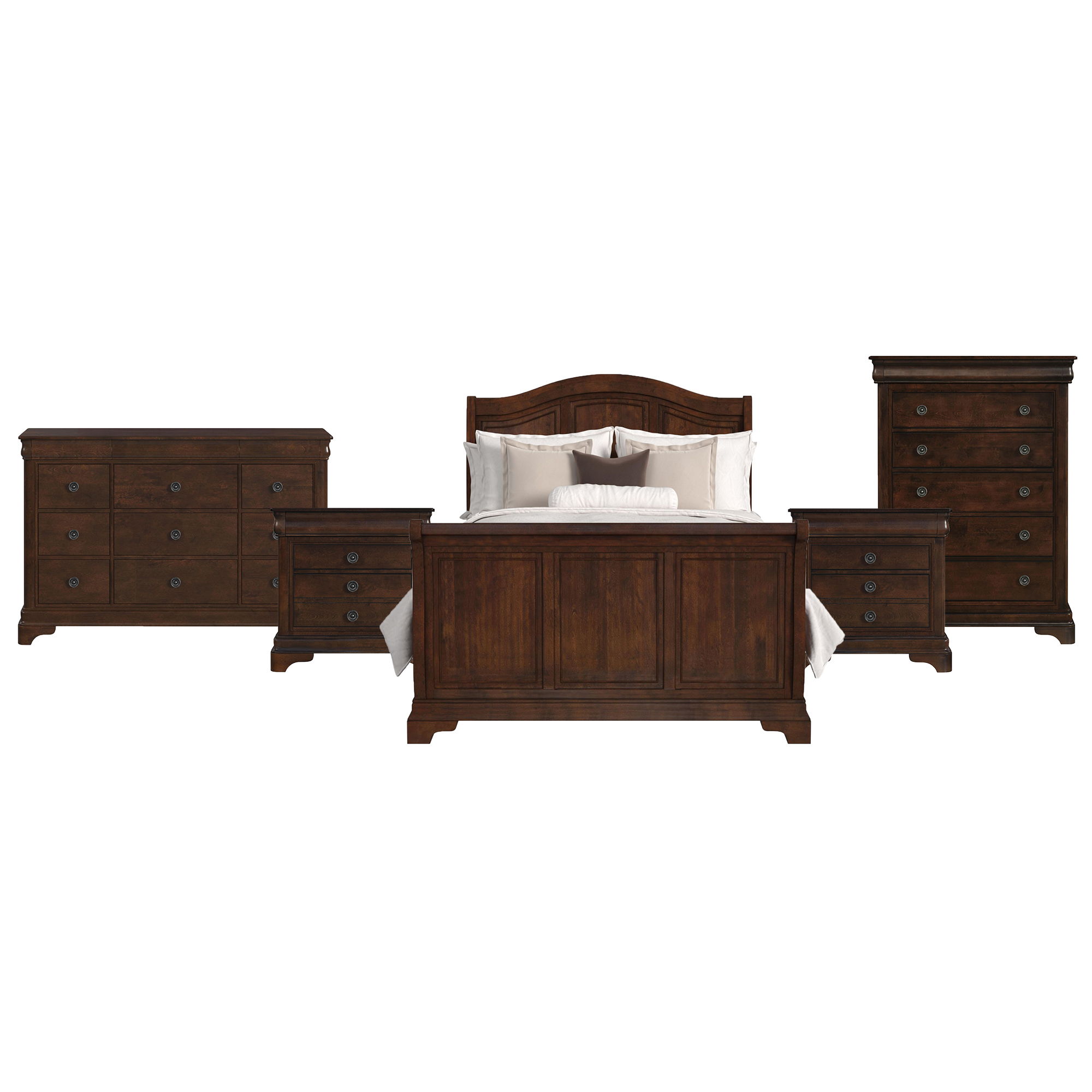 Queen · 5 Pc · Bedroom Set With 2 Nightstands, Dresser & Chest