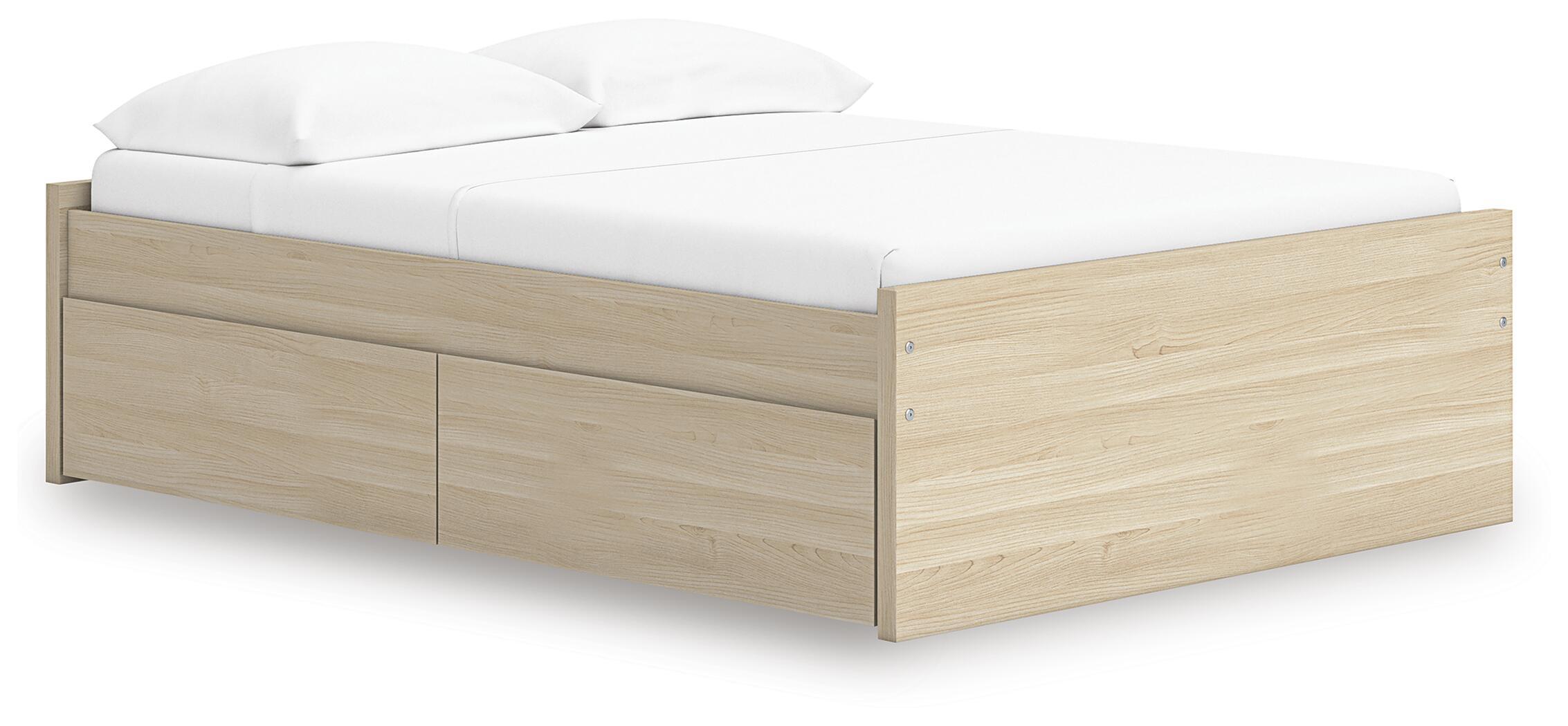 Onita – Full Platform Bed With 2 Side Storage – Natural