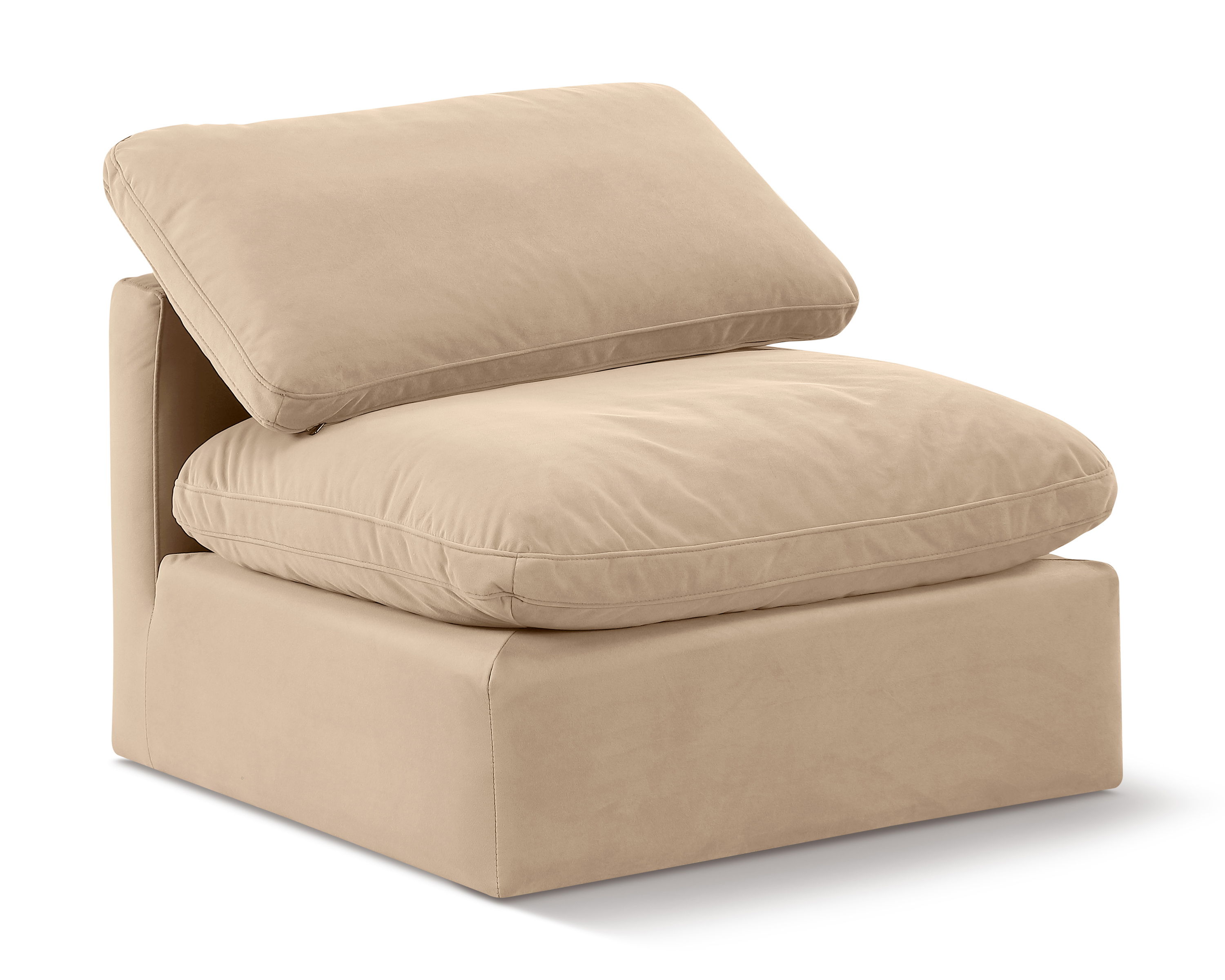 Indulge - Velvet Armless Chair - Beige