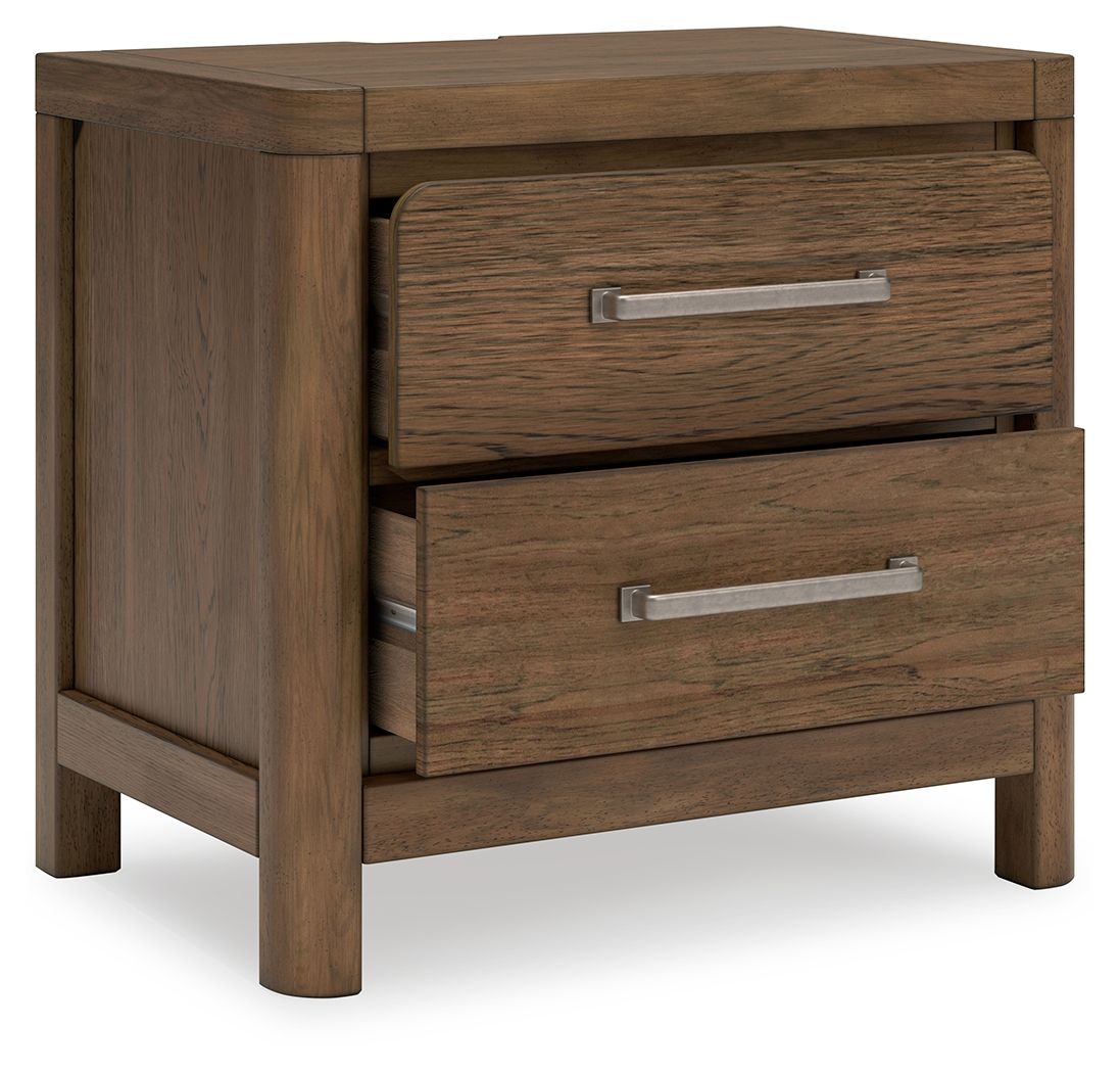 Ashley Furniture Cabalynn - 6 Pc. - Dresser, Mirror, Queen Upholstered Bed, 2 Nightstands - Light Brown - Image 11