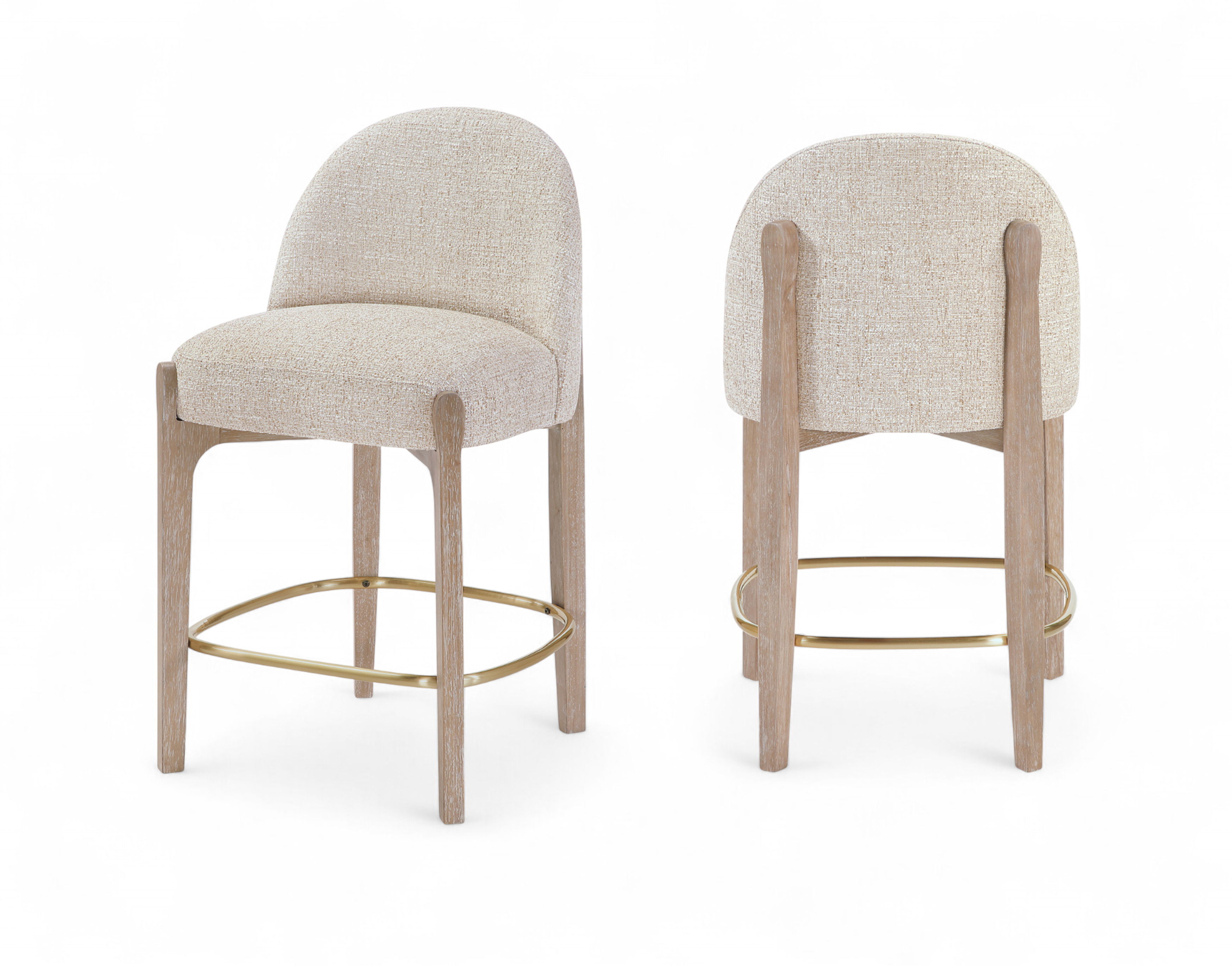 Torino - Fabric Upholstered Counter Stool (Set of 2) - Beige / Brushed Natural
