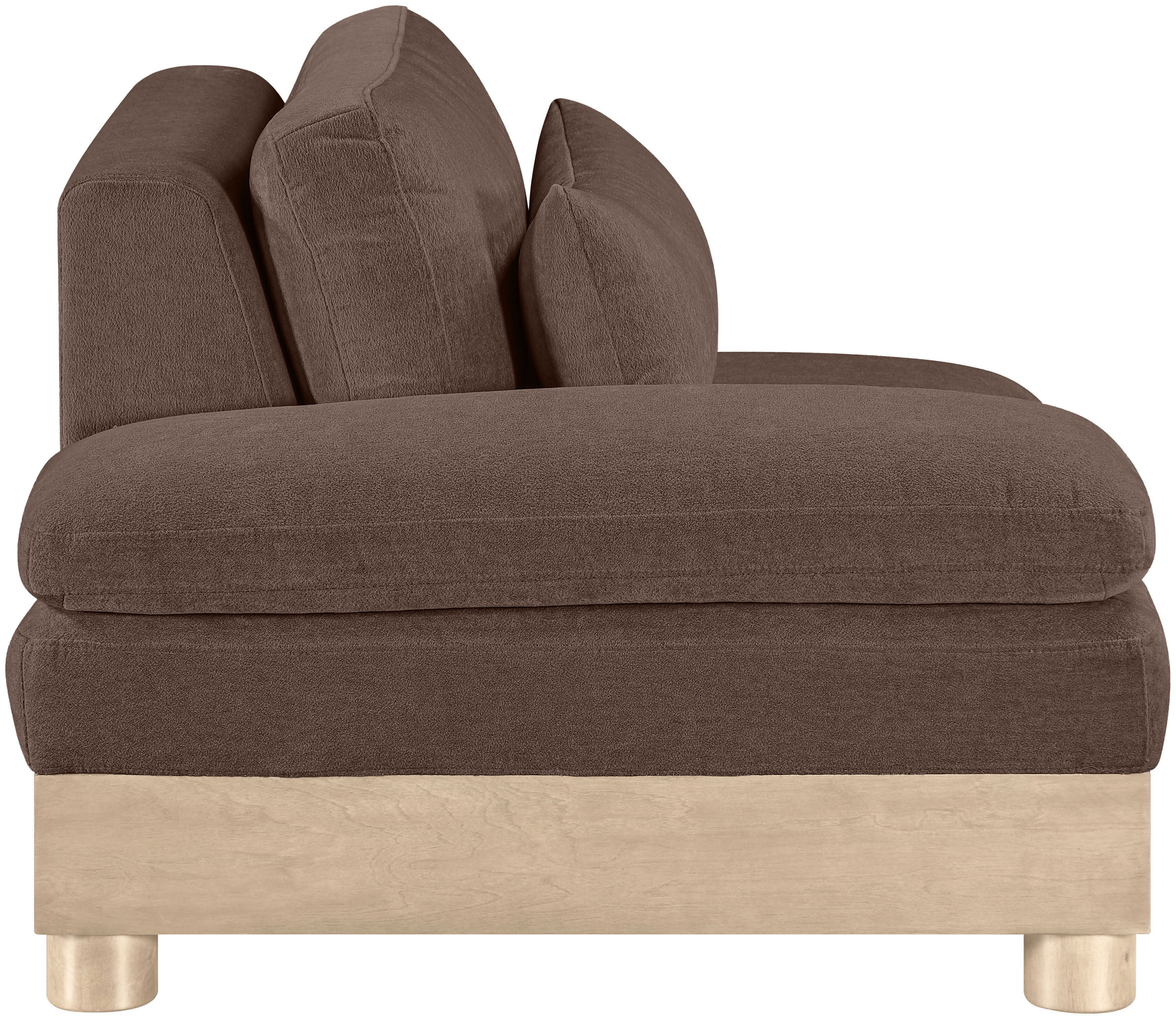 Turin - Chenille Fabric Upholstered Modular Left Arm Chair - Brown / Natural Oak
