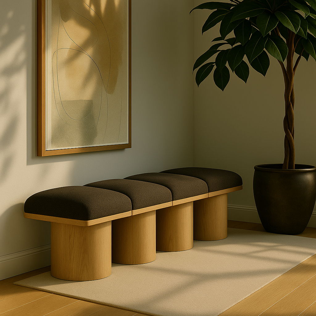 Pavilion - 62" 4 Piece Modular Bench With Natural Base - Brown