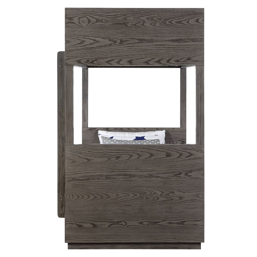 Estevon - Twin Over Twin Bunk Bed With Storage - Gray Oak, dark gray, view 3