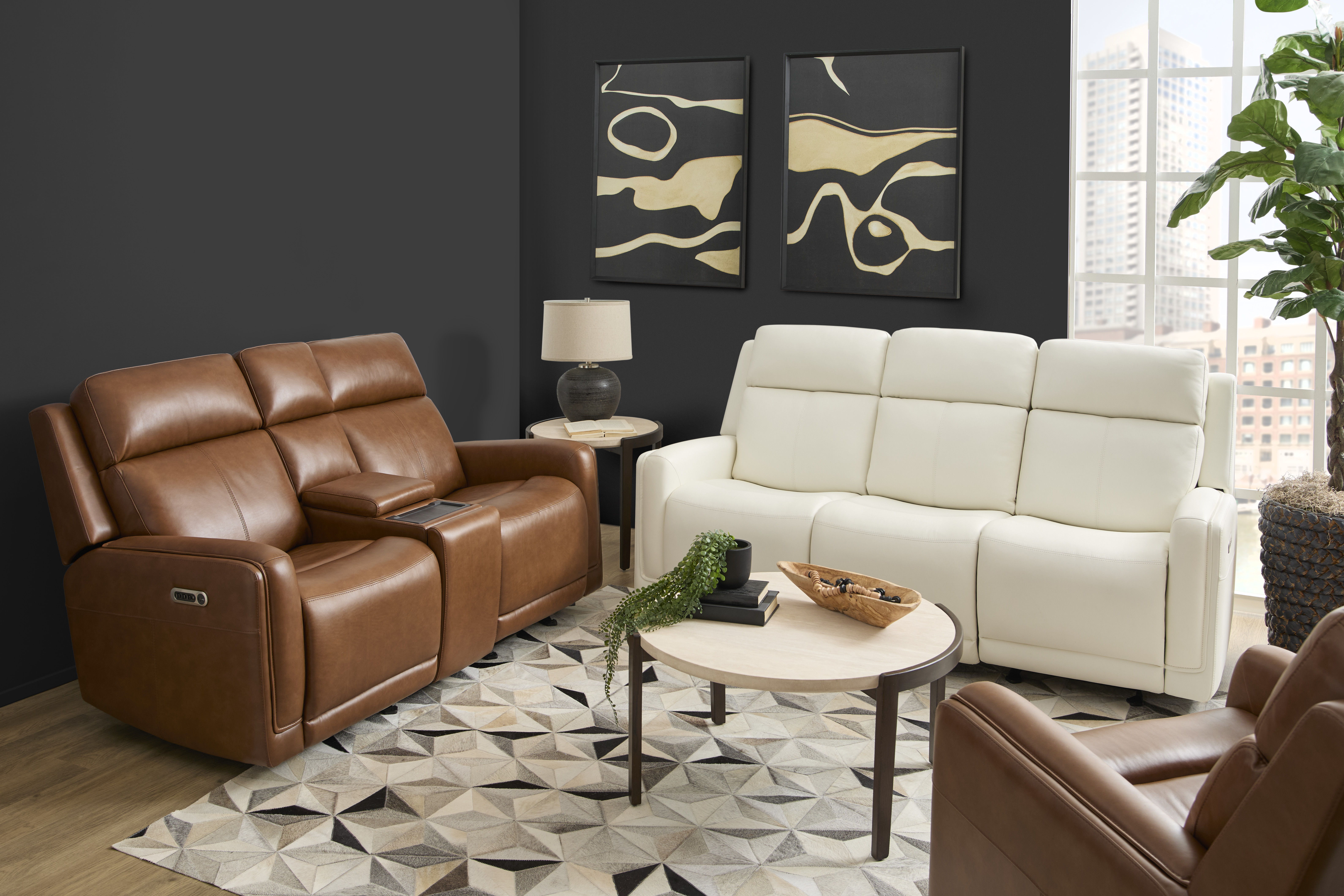 Alister - Power Gliding Sofa With Power Headrests & Lumbar - Porcelain, white