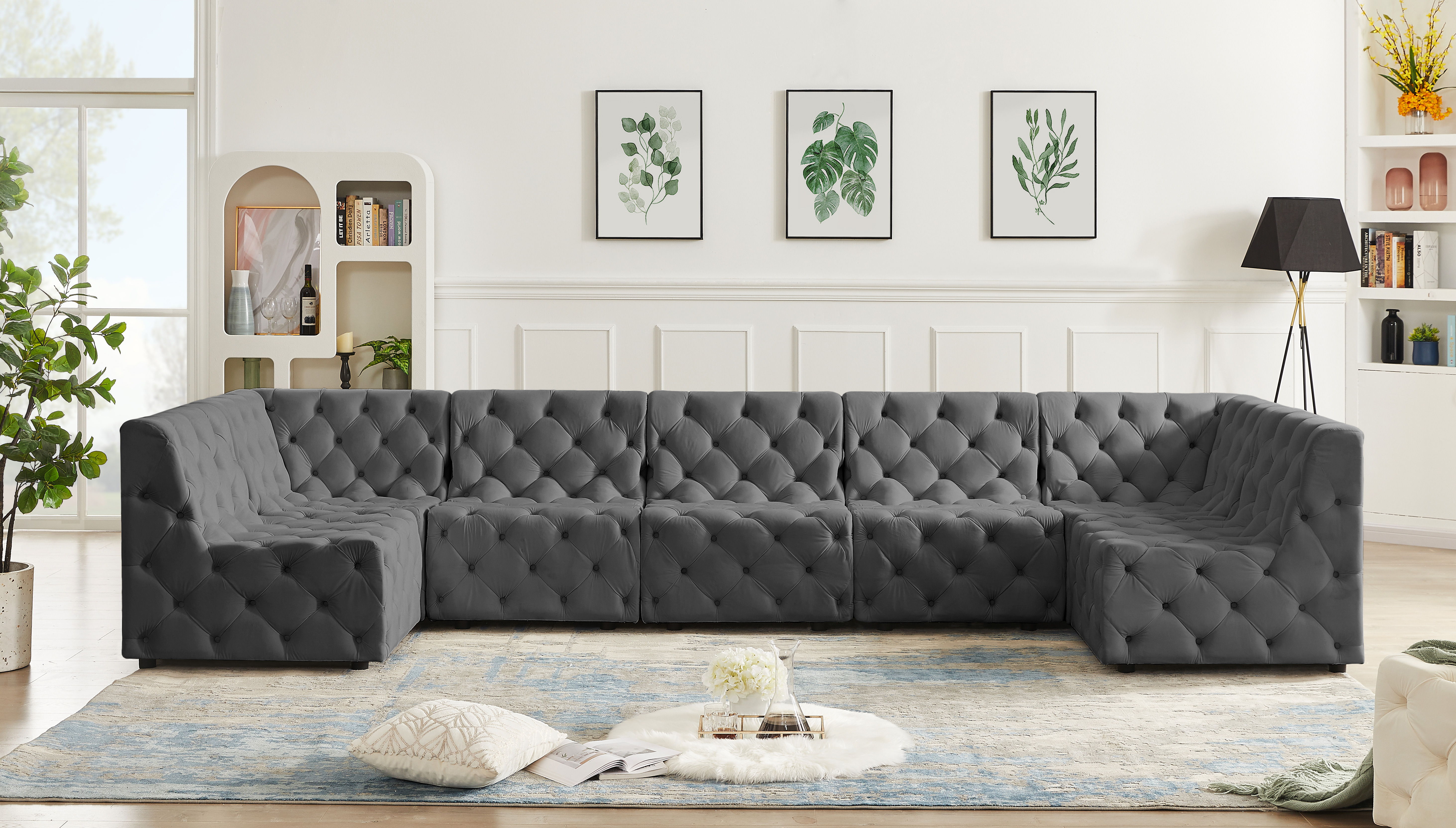 Tuft - 7 Piece Modular U-Shaped Sectional - Gray
