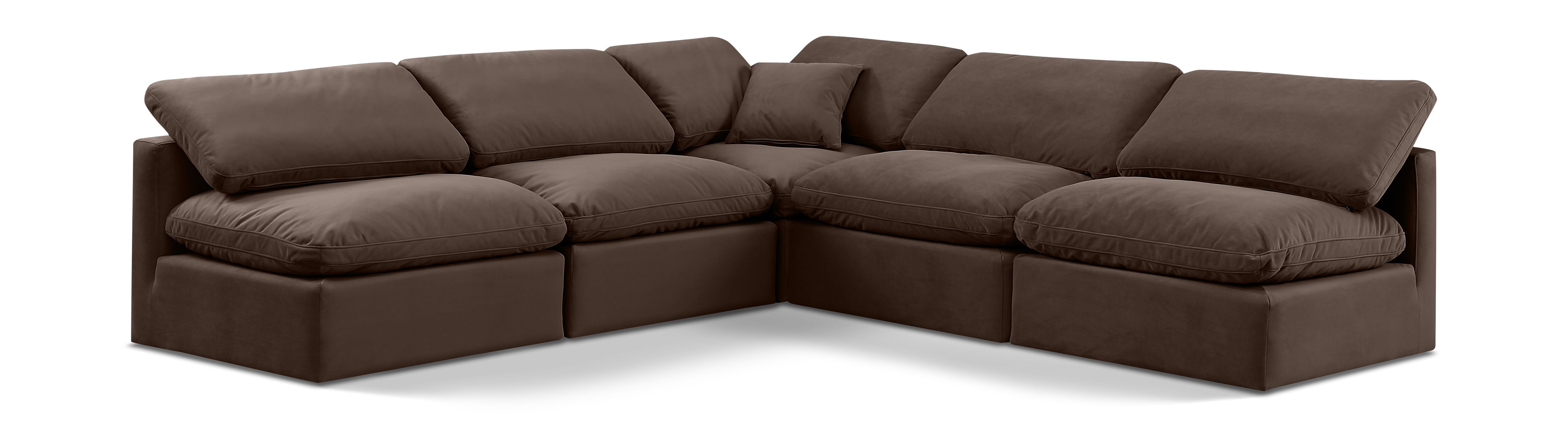 Indulge - Velvet 5 Piece Modular Corner Armless Sectional - Brown