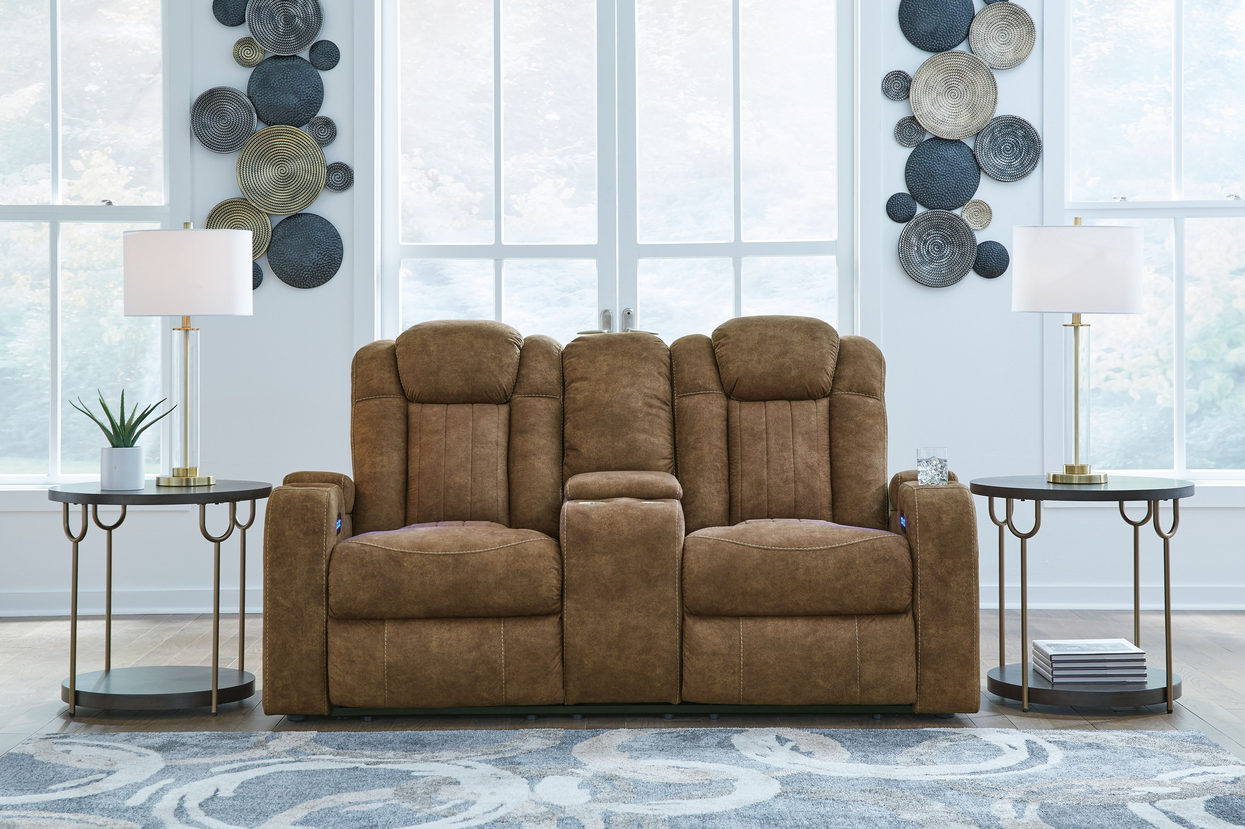 Ashley Furniture Wolfridge - 2 Pc. - Power Reclining Sofa, Power Reclining Loveseat With Console - Brindle - Image 6