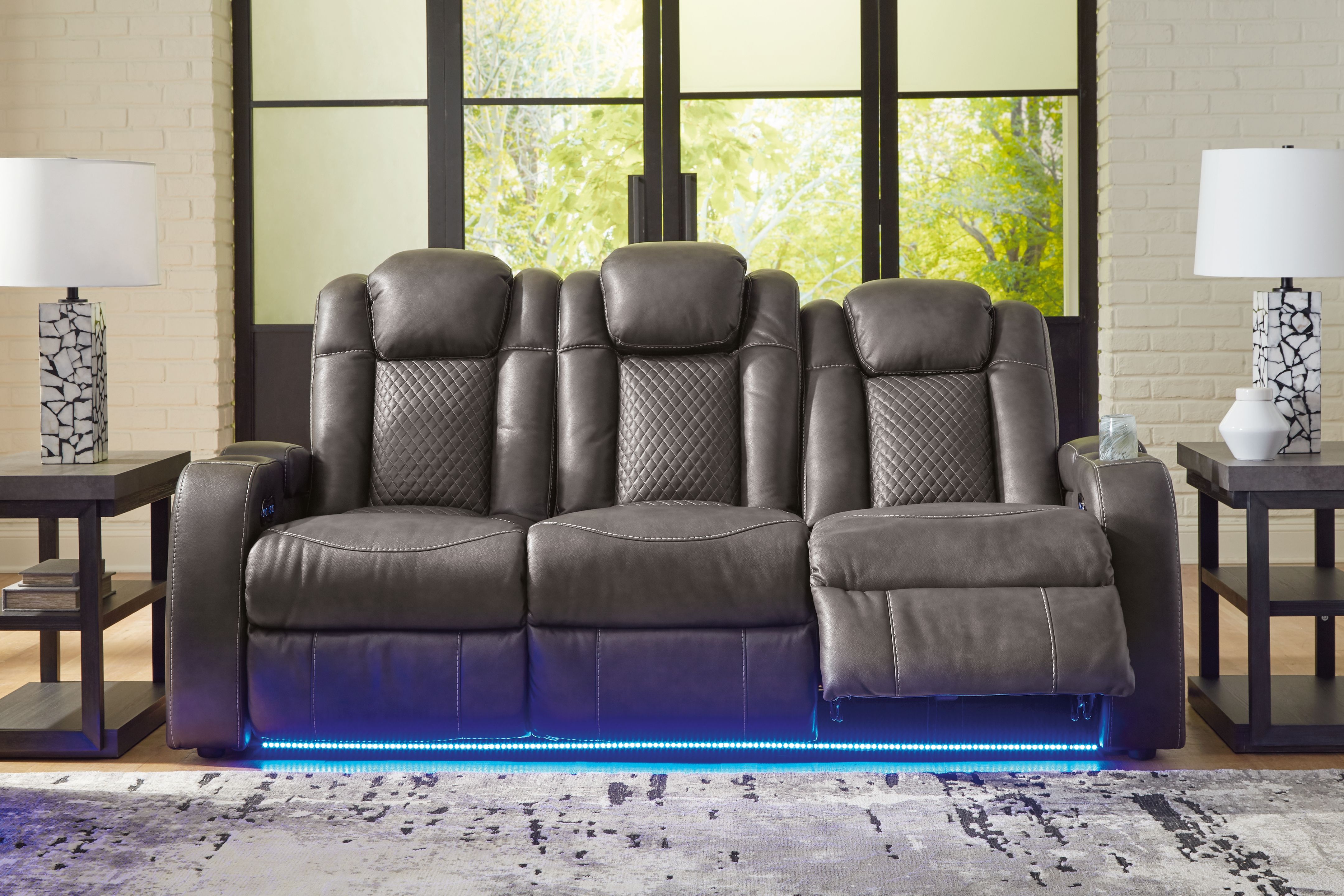 Ashley Furniture Fyne-Dyme - Power Reclining Sofa With Adj Headrest - Shadow - Image 7