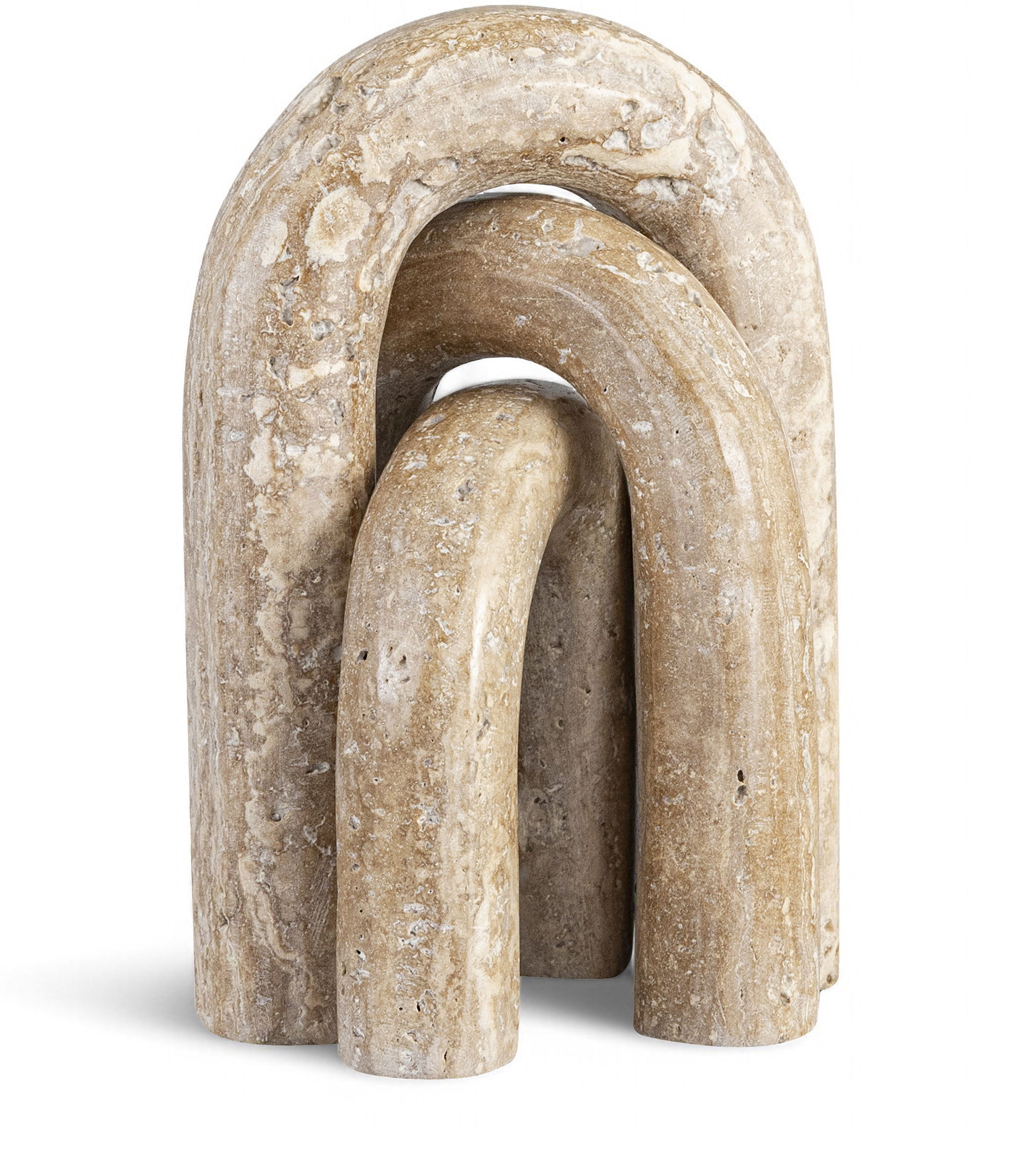 Arco - 3 Piece Travertine Decorative Object - Natural