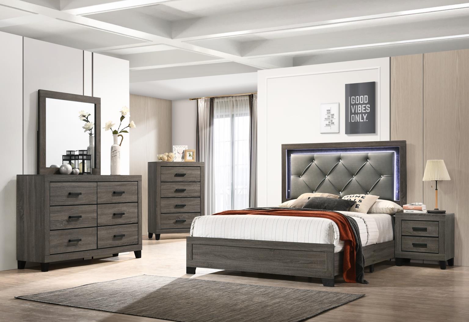 B376 - 3 Piece Bedroom Set (Twin Bed, Dresser, Mirror) - Dark Gray