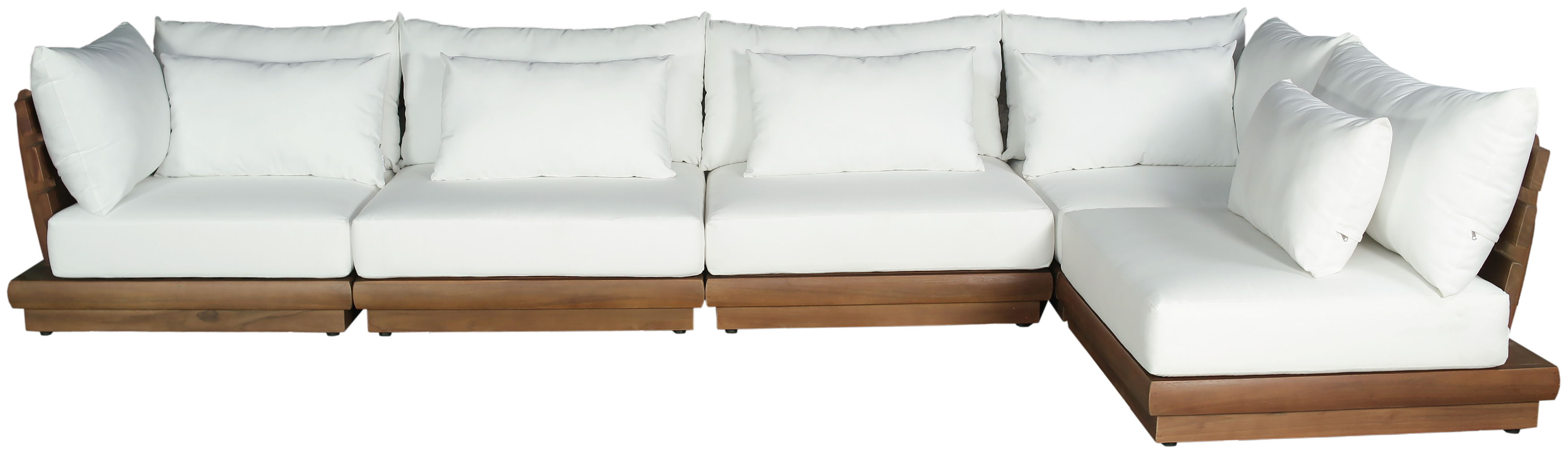 Mirella - 5 Piece Water Resistant Fabric 150" Upholstered Outdoor Patio Modular Sectional - Off-White