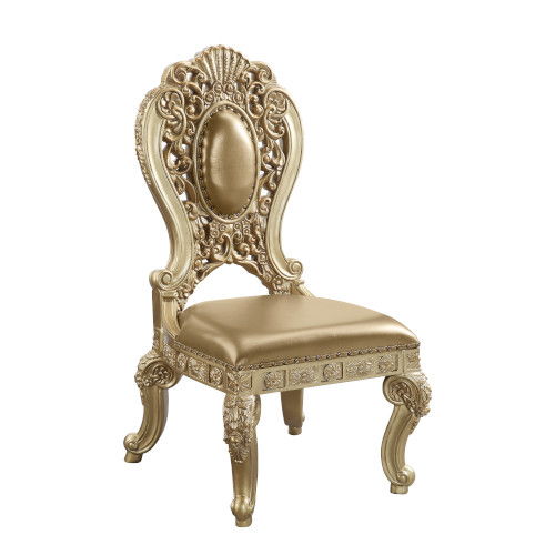 Seville - Side Chair (Set of 2) - Synthetic Leather & Gold, beige