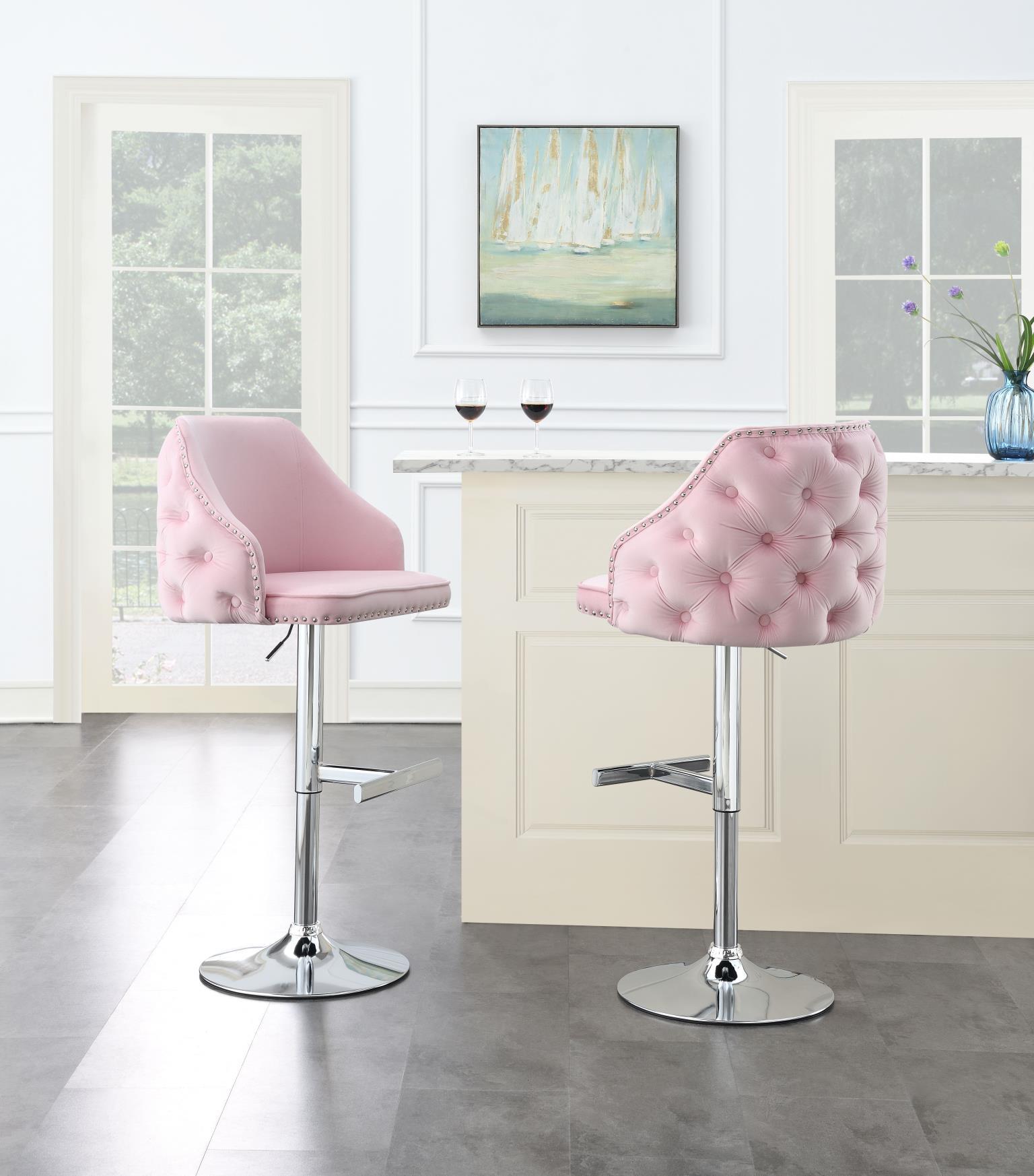 ST105 - Velvet Bar Stool (Set of 2) - Pink