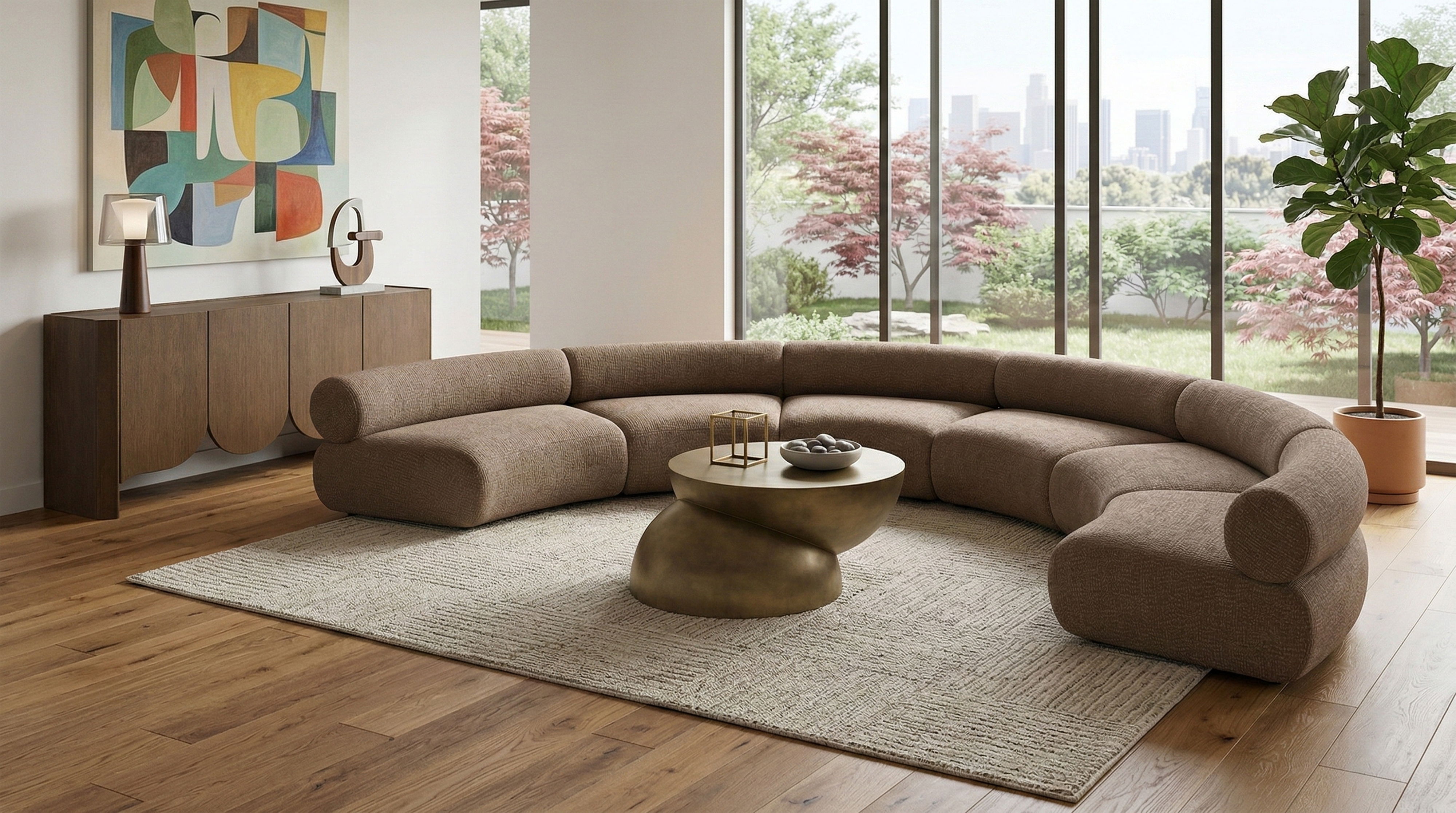 Bale - 202" Chenille Fabric Upholstered 6 Piece Modular Sectional - Brown