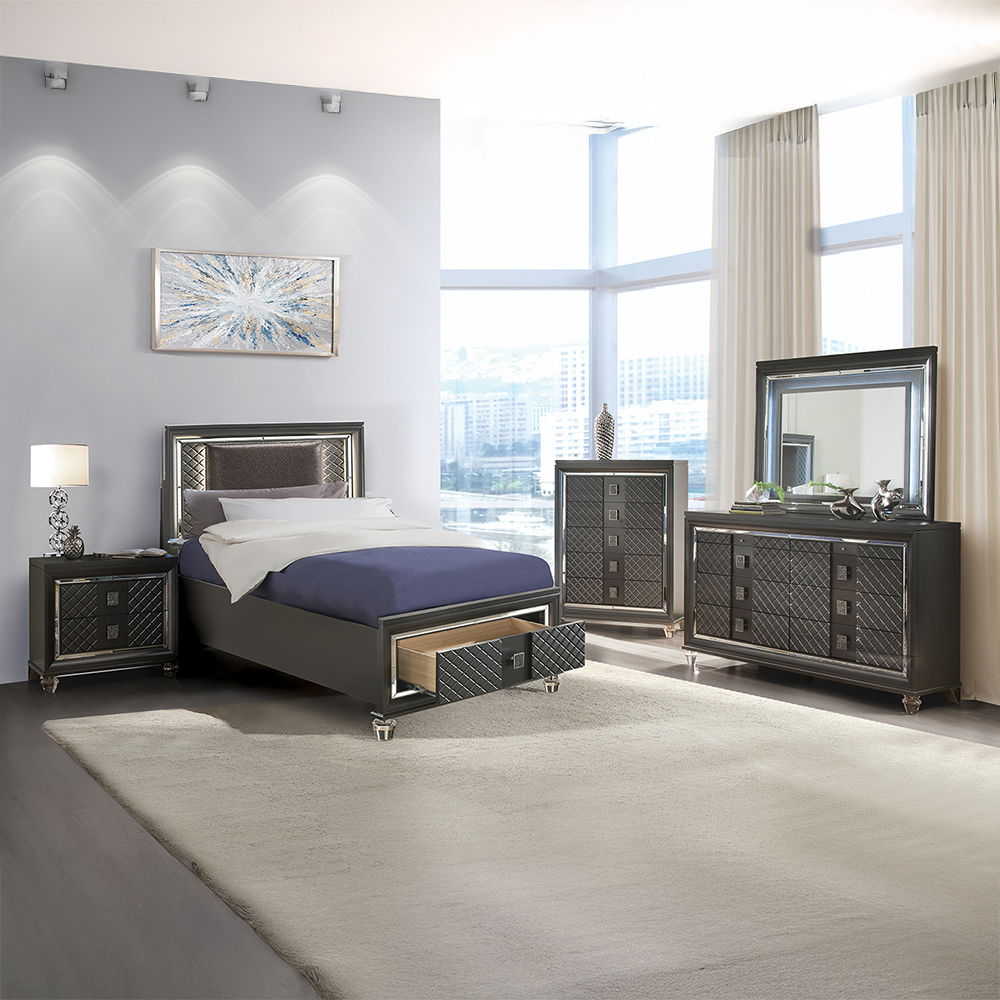 Sawyer - Mirror With LED - Metallic Gray, dark gray