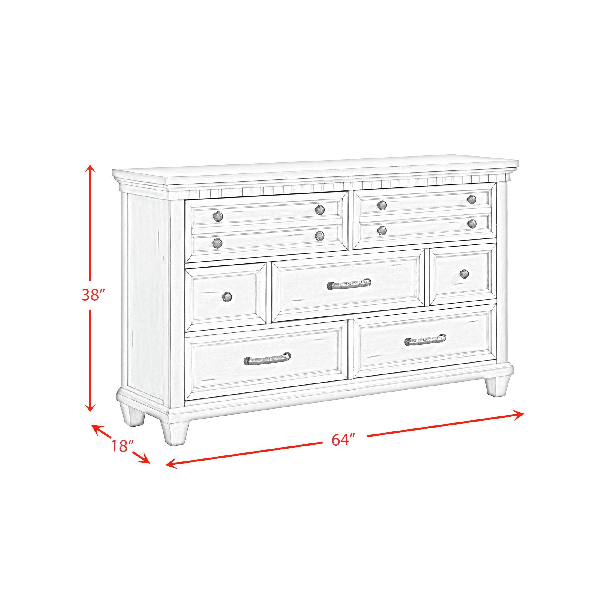 McCoy - 7 Drawer Dresser - Antique White