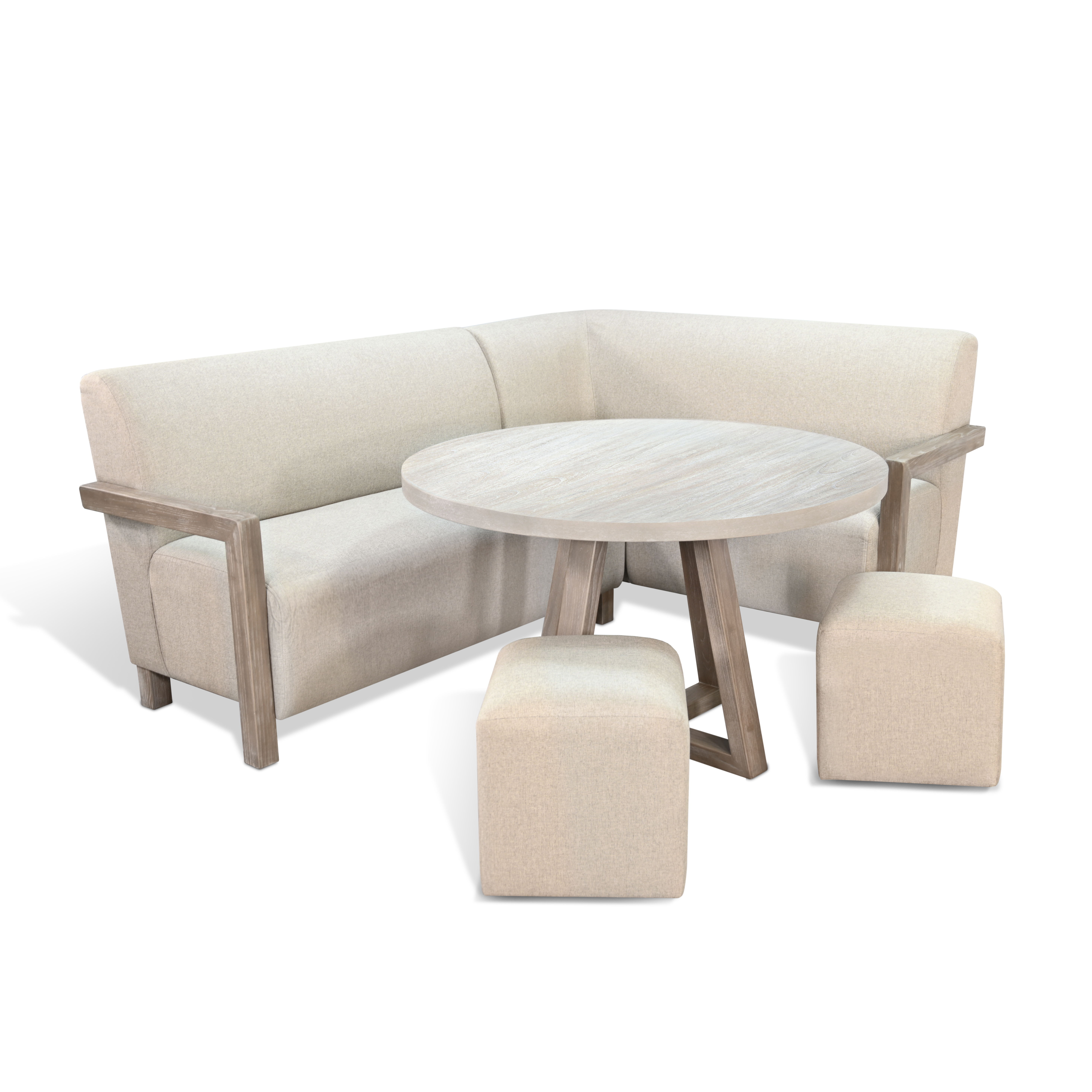 4-Piece Corner Dining Nook Set With Light Wood Table - Wheat Image