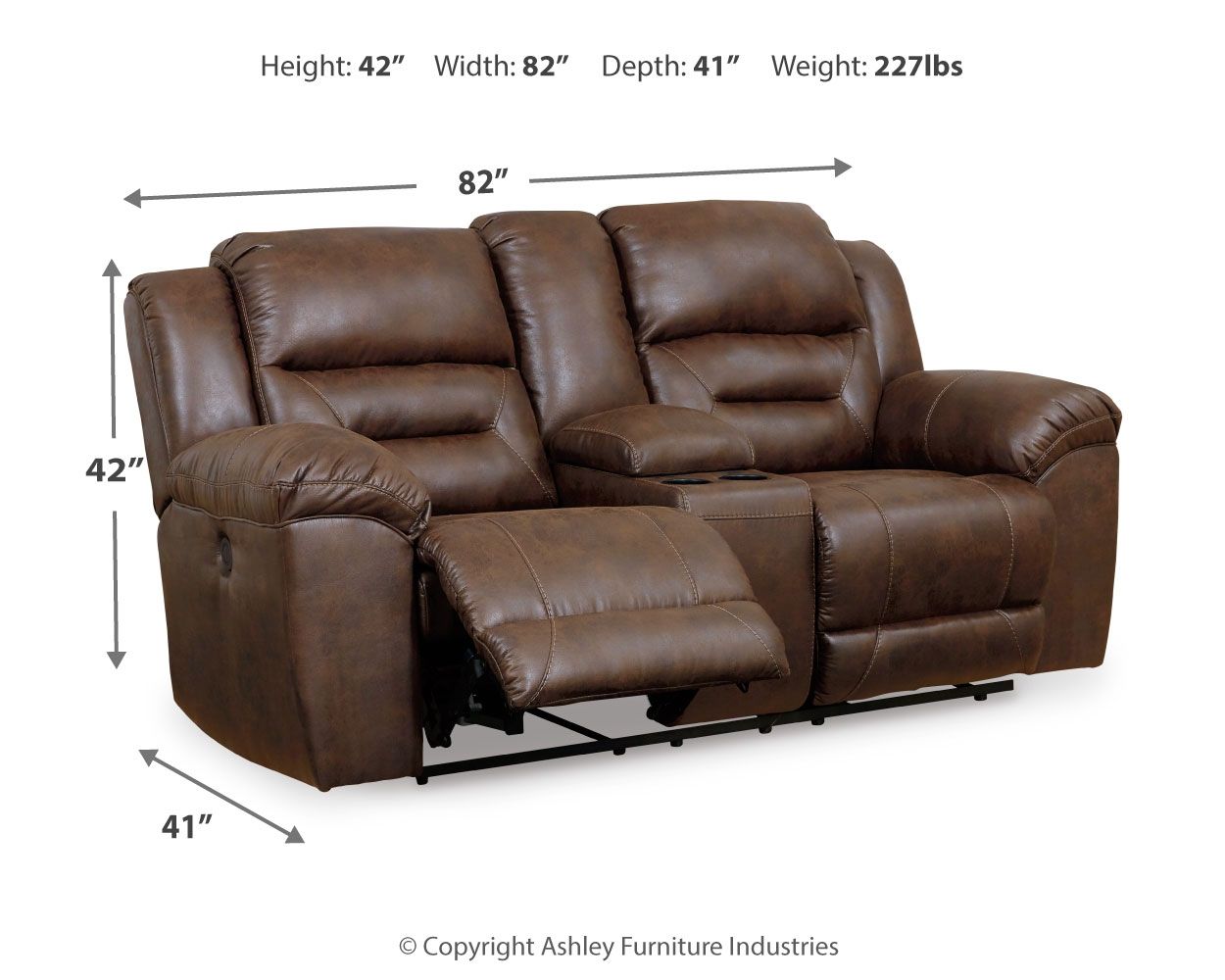 Ashley Furniture Stoneland - DBL REC PWR Loveseat w/Console - Chocolate - Image 4
