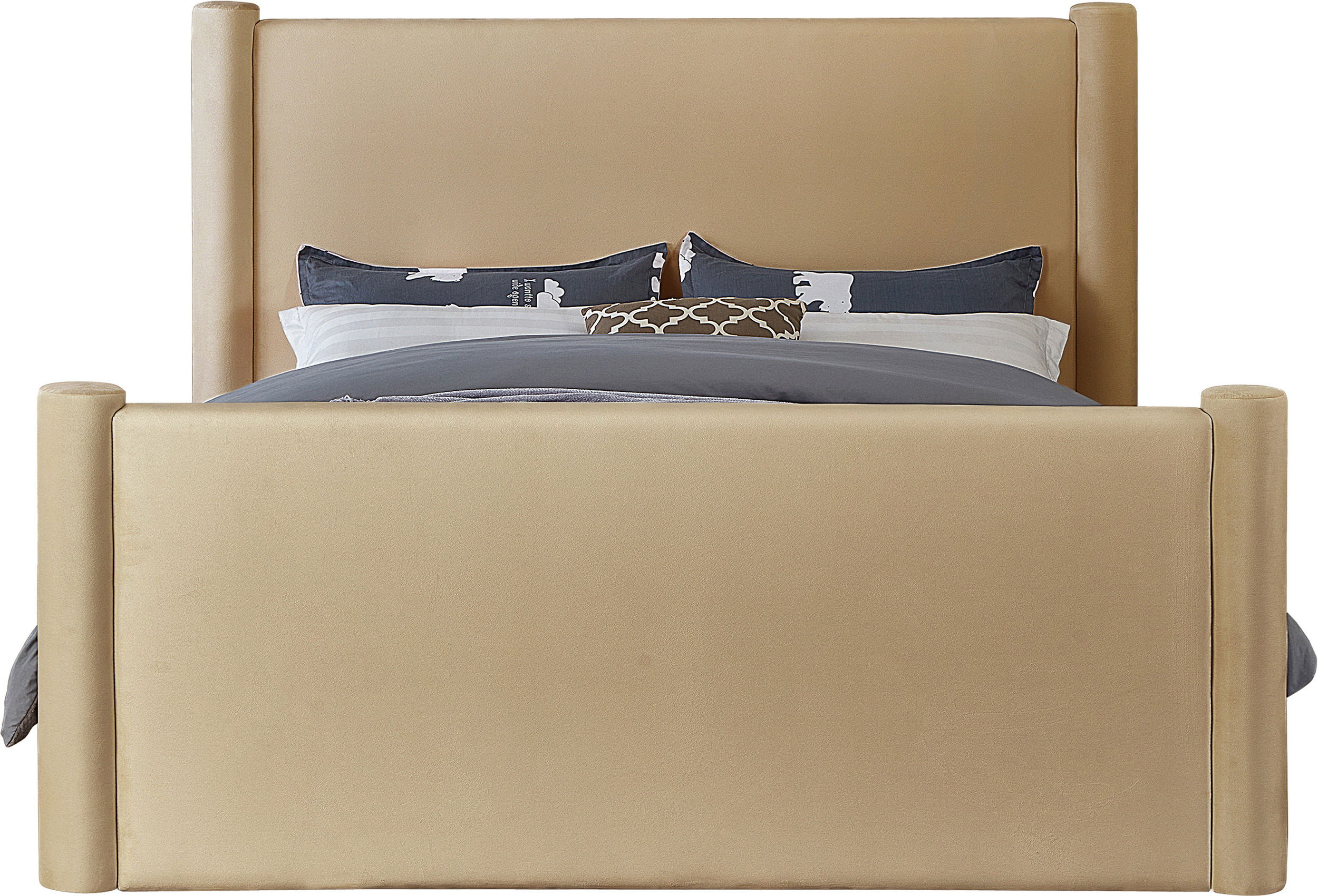 Elias - Velvet Full Bed - Camel