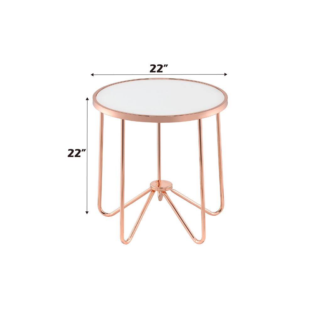 Alivia - End Table - Frosted Glass & Rose Gold, white, view 3