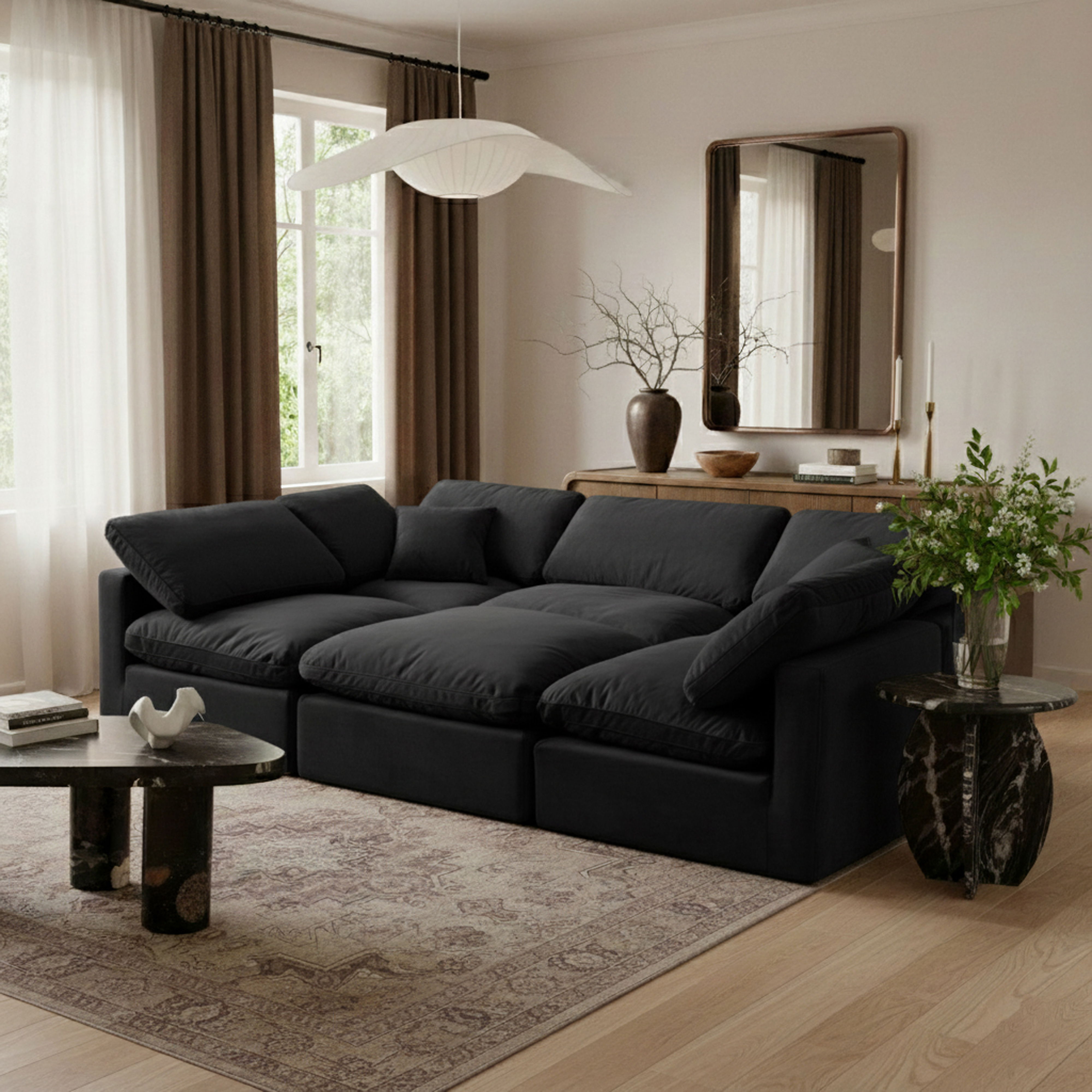 Indulge - Velvet 6 Piece Modular Sectional - Charcoal
