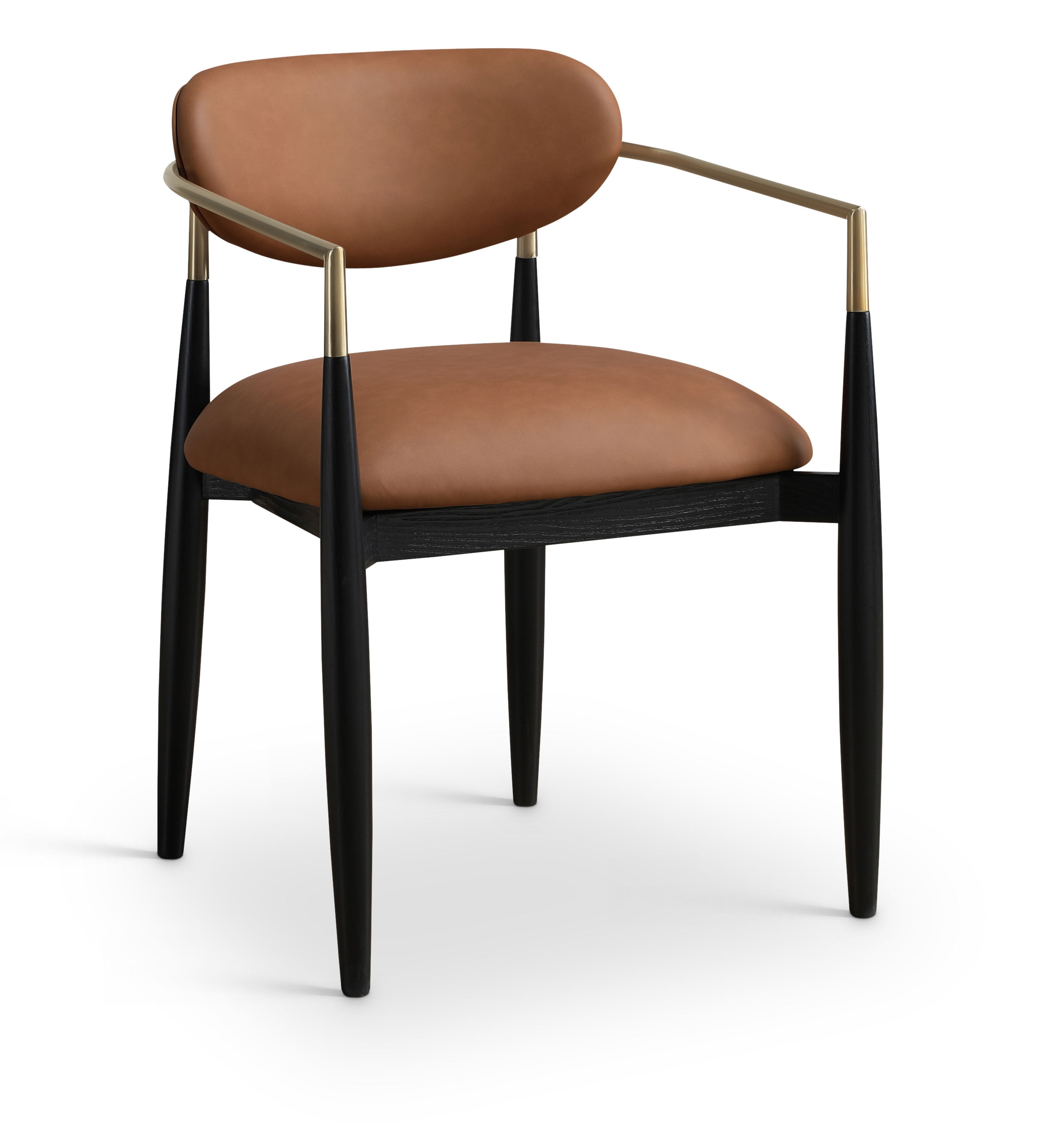 Riccio - Vegan Leather Upholstered Dining Arm Chair (Set of 2) - Cognac