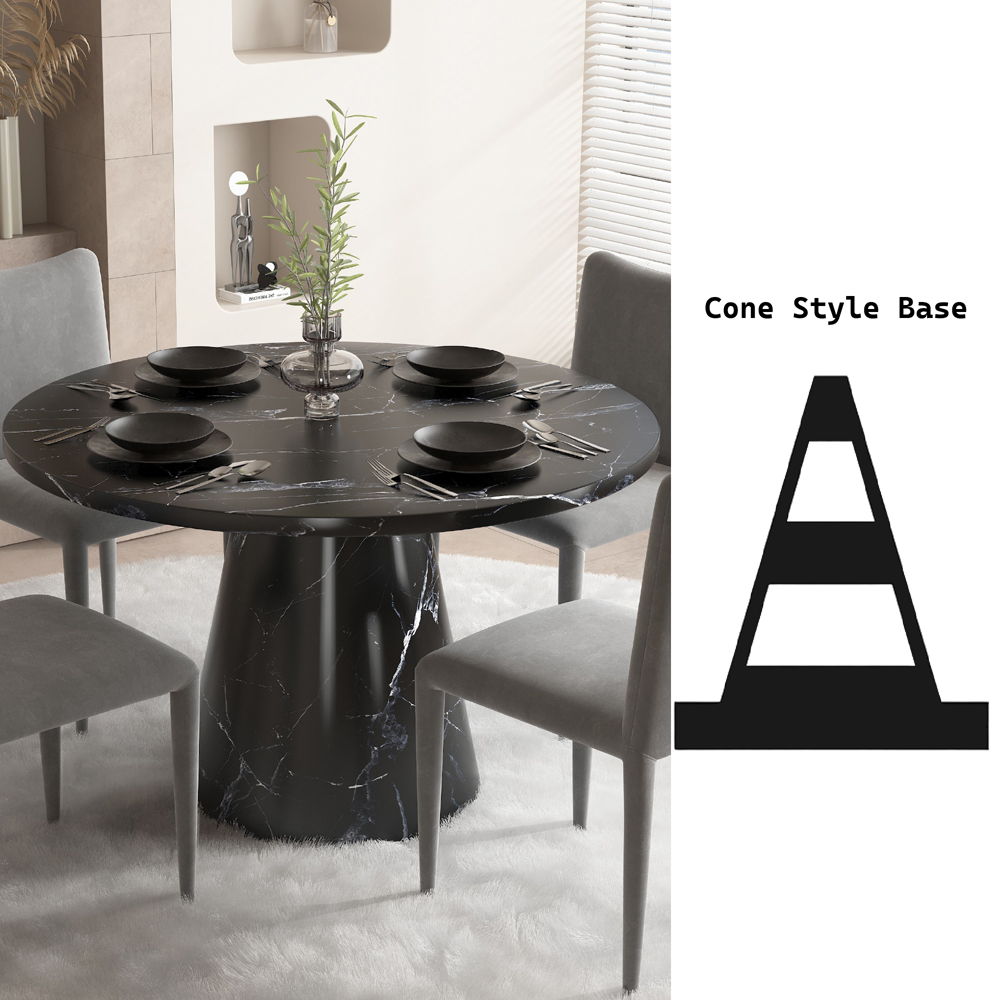 Hollis - Dining Table With Engineered Stone Top - Engineered Stone, black, view 6