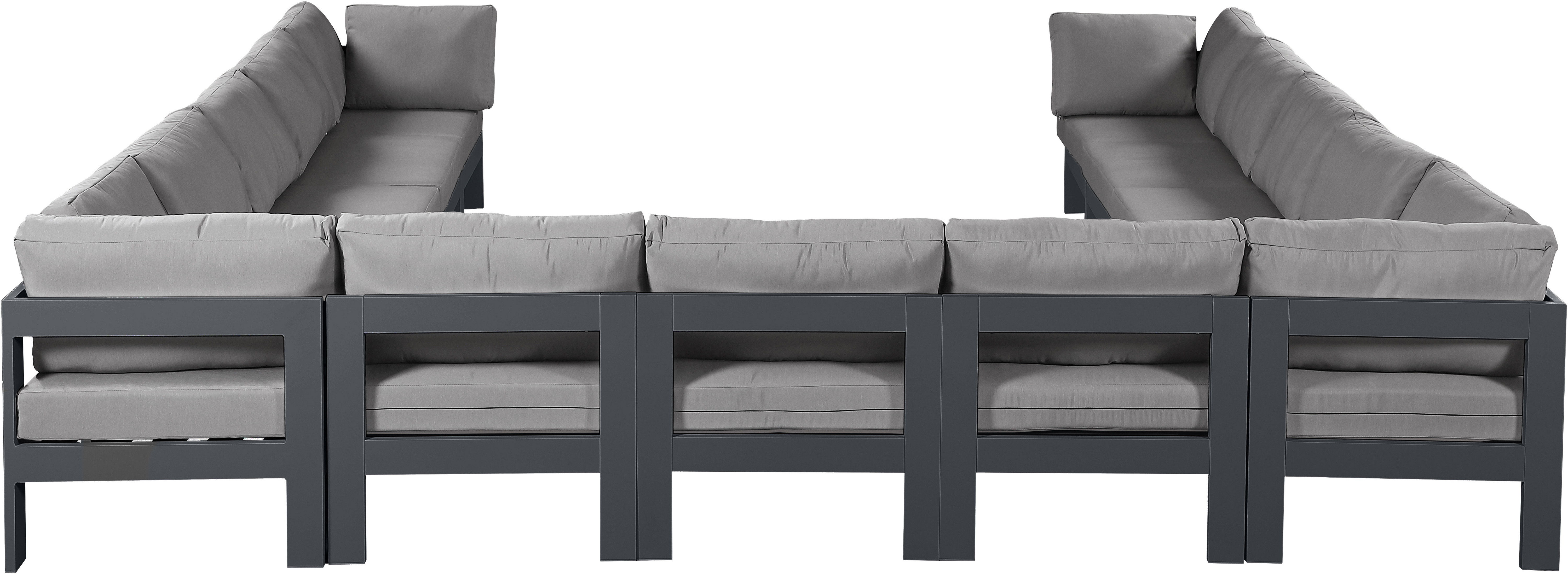 Nizuc - Outdoor Patio 13 Piece Modular Sectional With Gray Frame - Gray