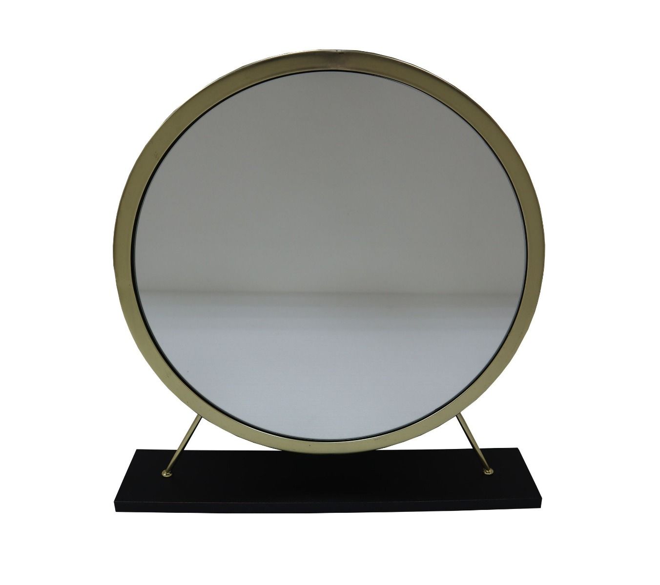 Adao - Vanity Mirror & Stool - Faux Fur, Mirror, Black & Brass, black, view 4