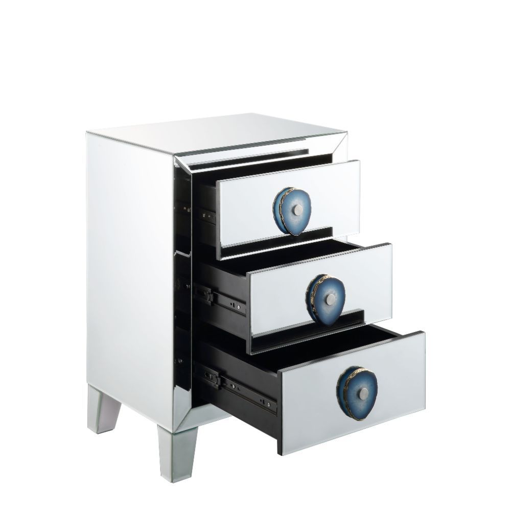 Filip - Accent Table - Mirrored & Faux Agate, silver, view 3