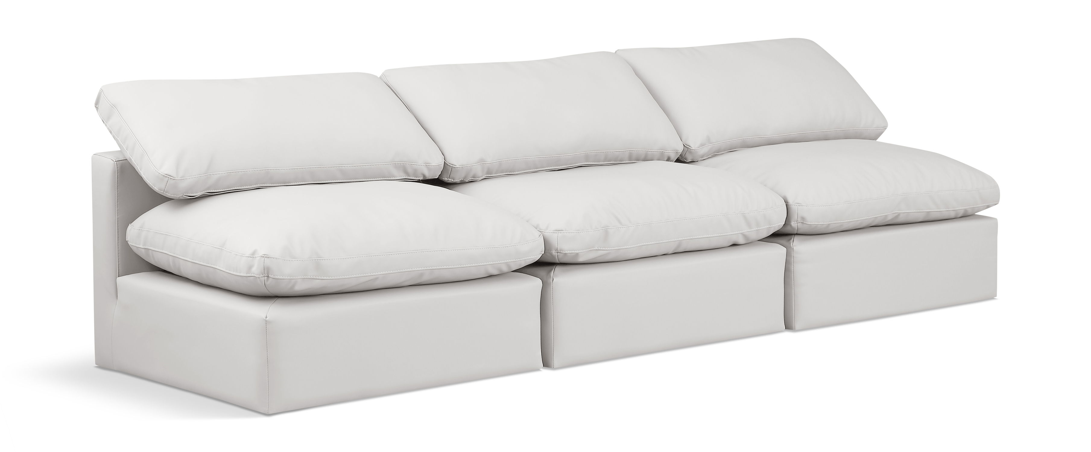 Indulge - Faux Leather 3 Seat Modular Armless Sofa - Cream