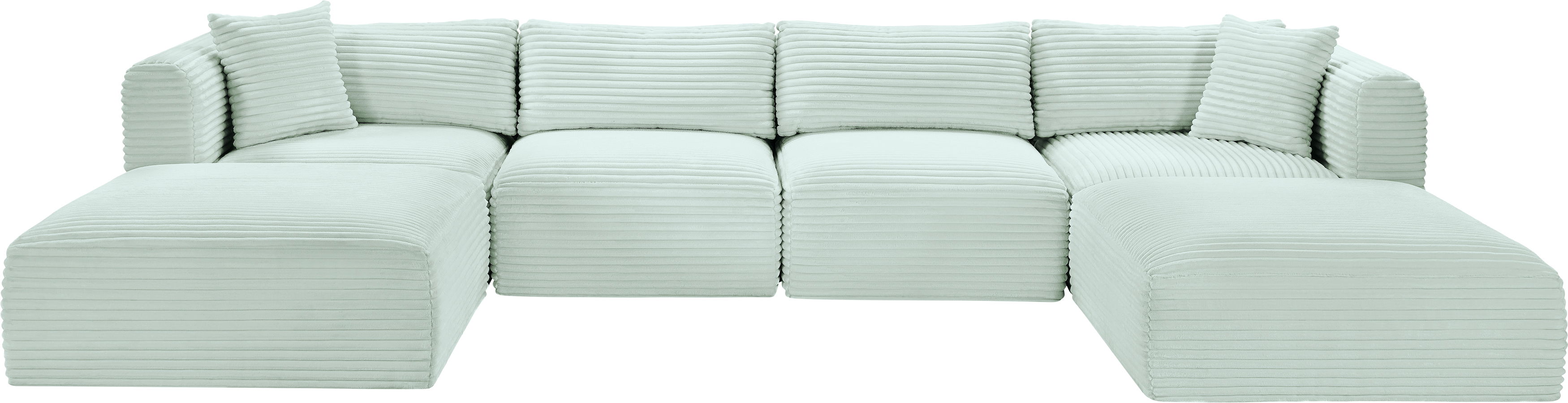 Shaggy - 6 Piece Modular Sectional With 2 Ottomans - Mint