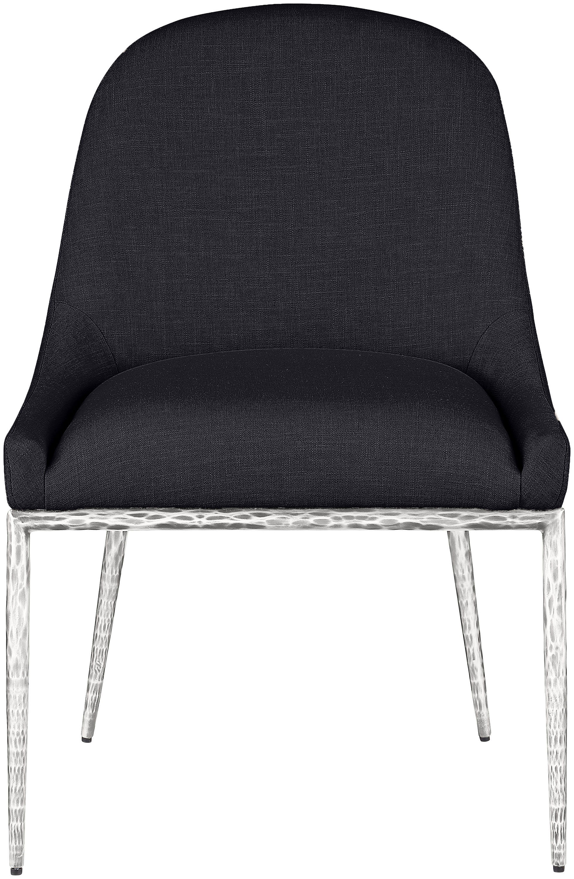 Ferro - Linen Textured Performance Fabric Upholstered Dining Side Chair - Black / Brushed Silver